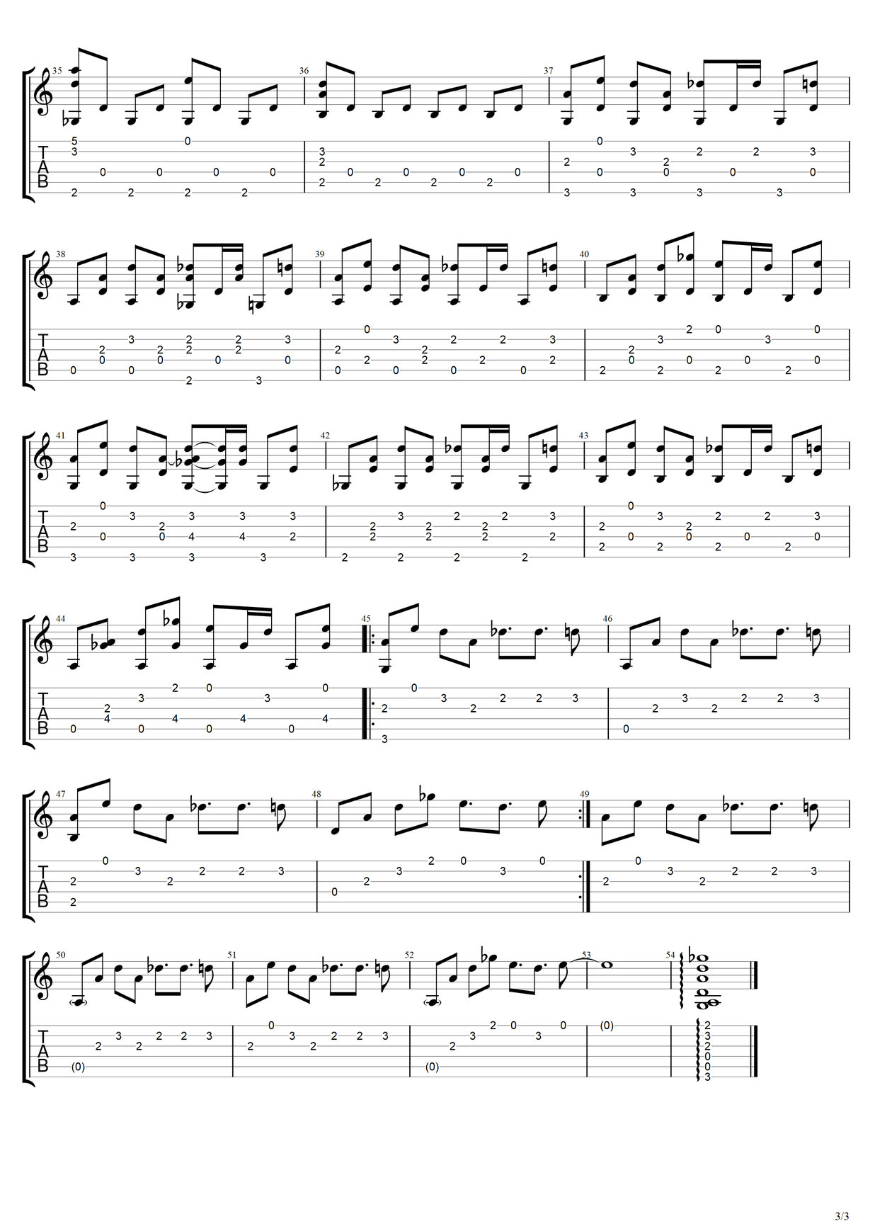 Undertale(傳說之下)吉他譜_動漫游戲_C調指彈/獨奏譜_圖譜3