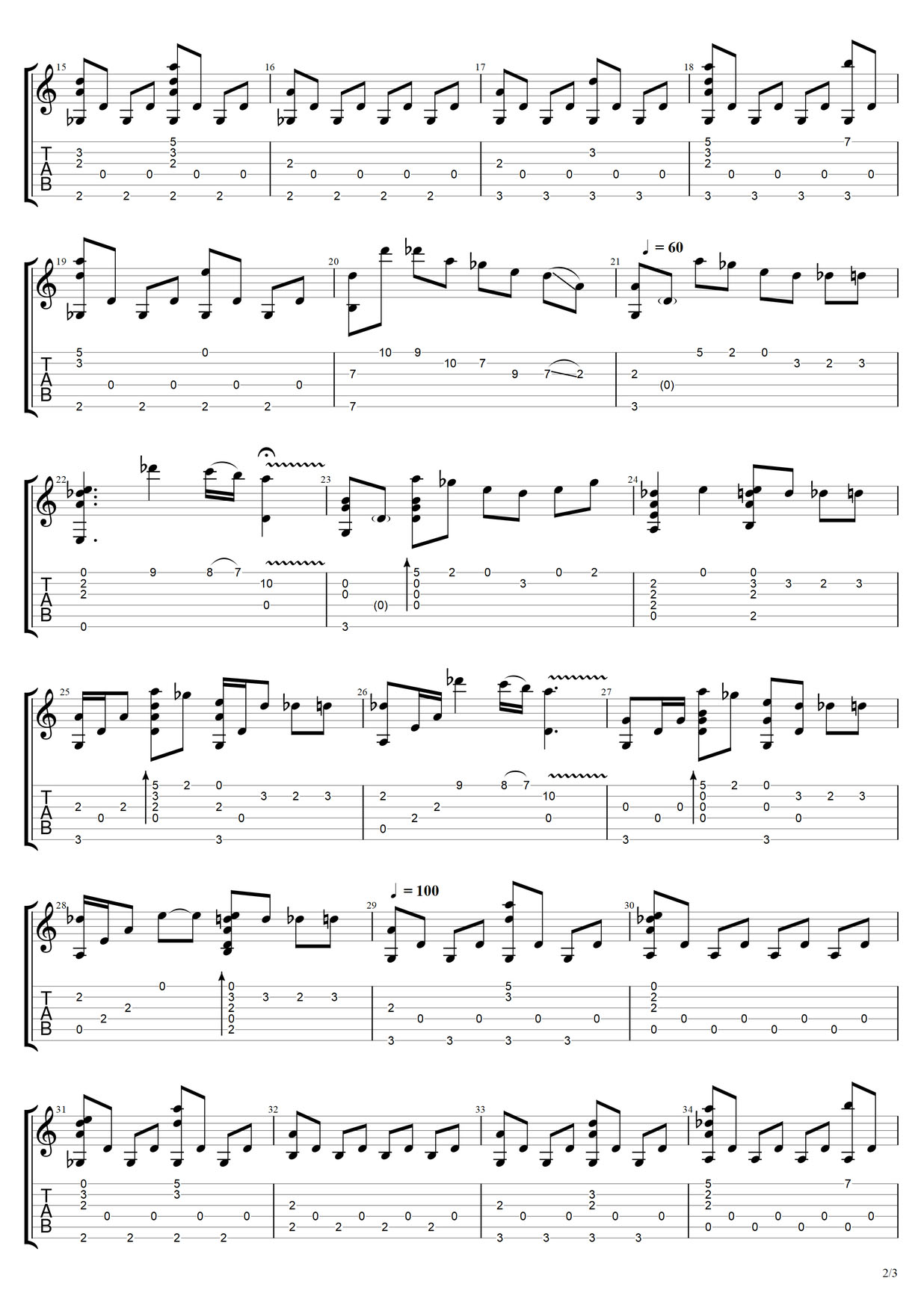 Undertale(傳說之下)吉他譜_動漫游戲_C調指彈/獨奏譜_圖譜2