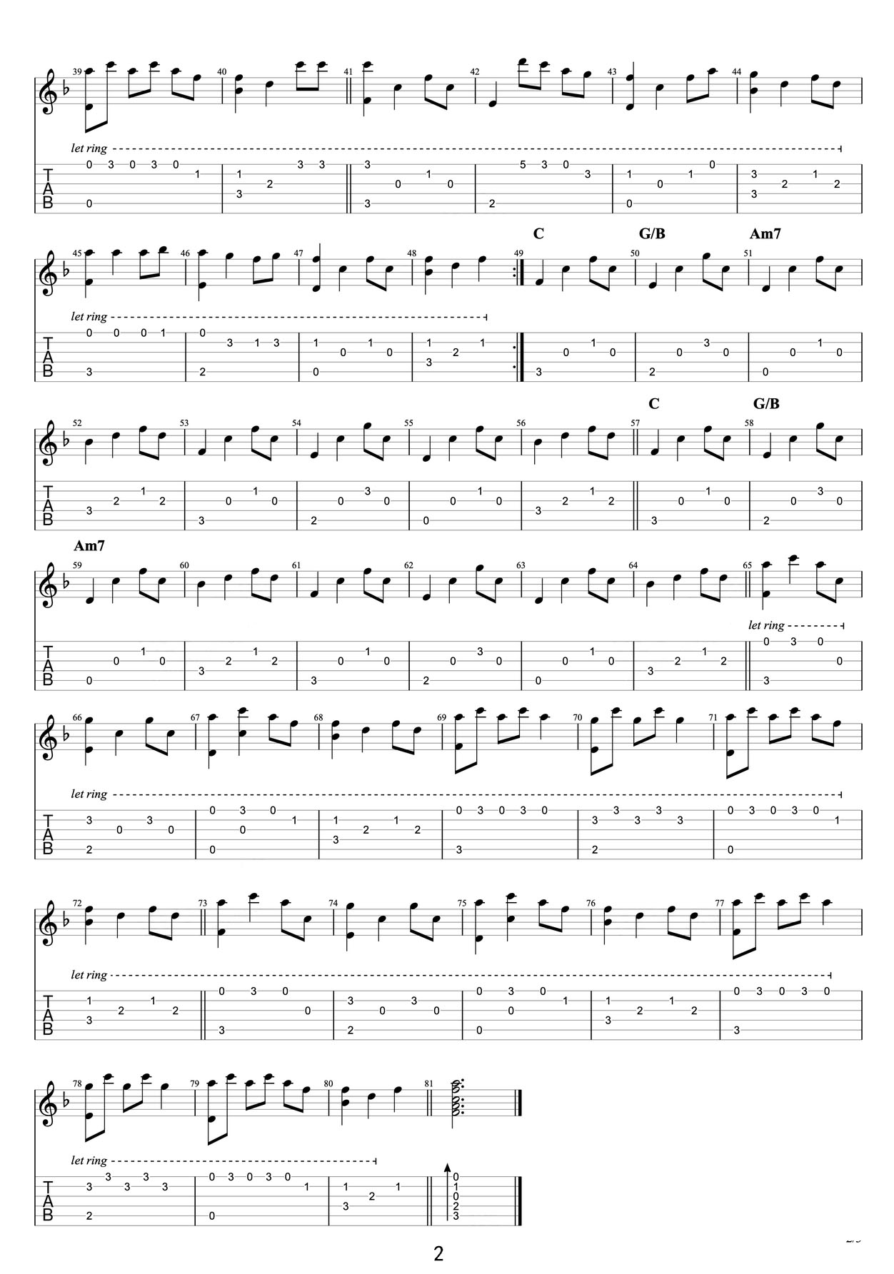 面會菜吉他譜_林生祥_C調指彈/獨奏譜_原版改編_圖譜2