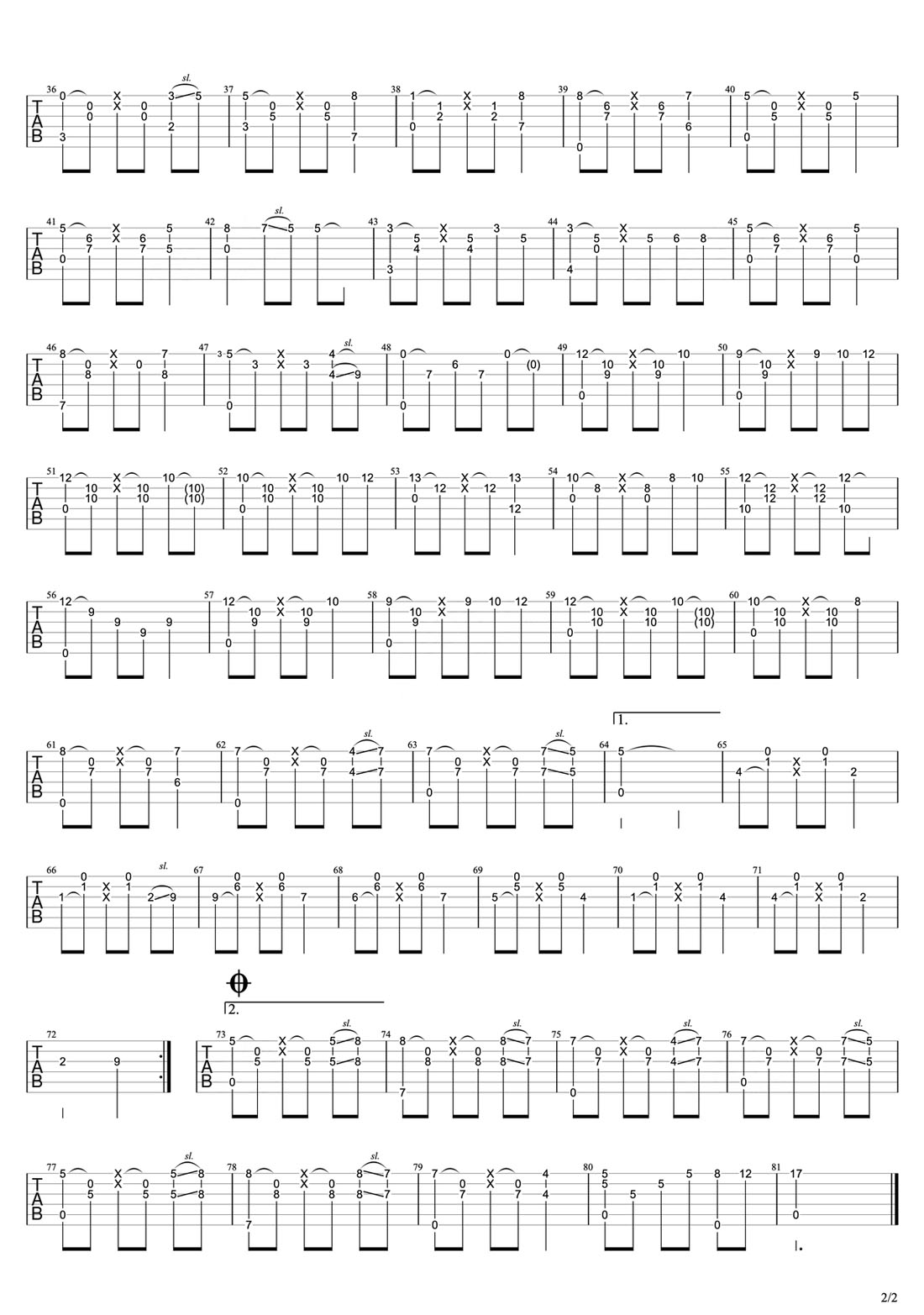 鄉愁吉他譜_押尾桑_C調指彈/獨奏譜_老歌新編_圖譜2