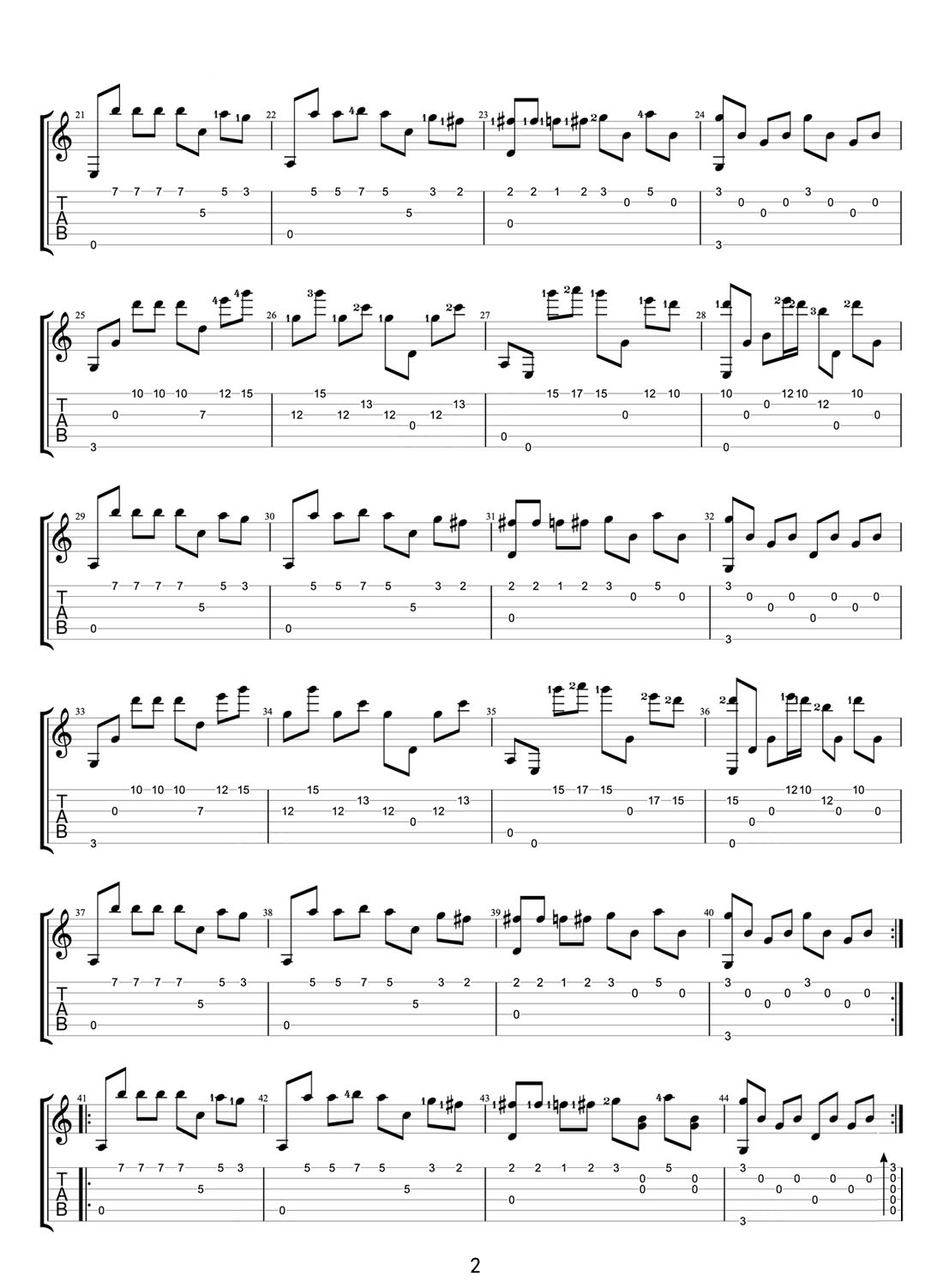 花心吉他譜_周華健_C調(diào)指彈/獨奏譜_老歌新編_圖譜2