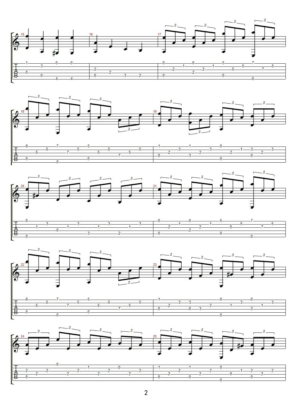 荒城之月吉他譜_信時潔_C調指彈/獨奏譜_日本民歌_圖譜2