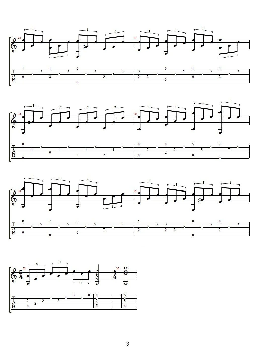 荒城之月吉他譜_信時潔_C調指彈/獨奏譜_日本民歌_圖譜3