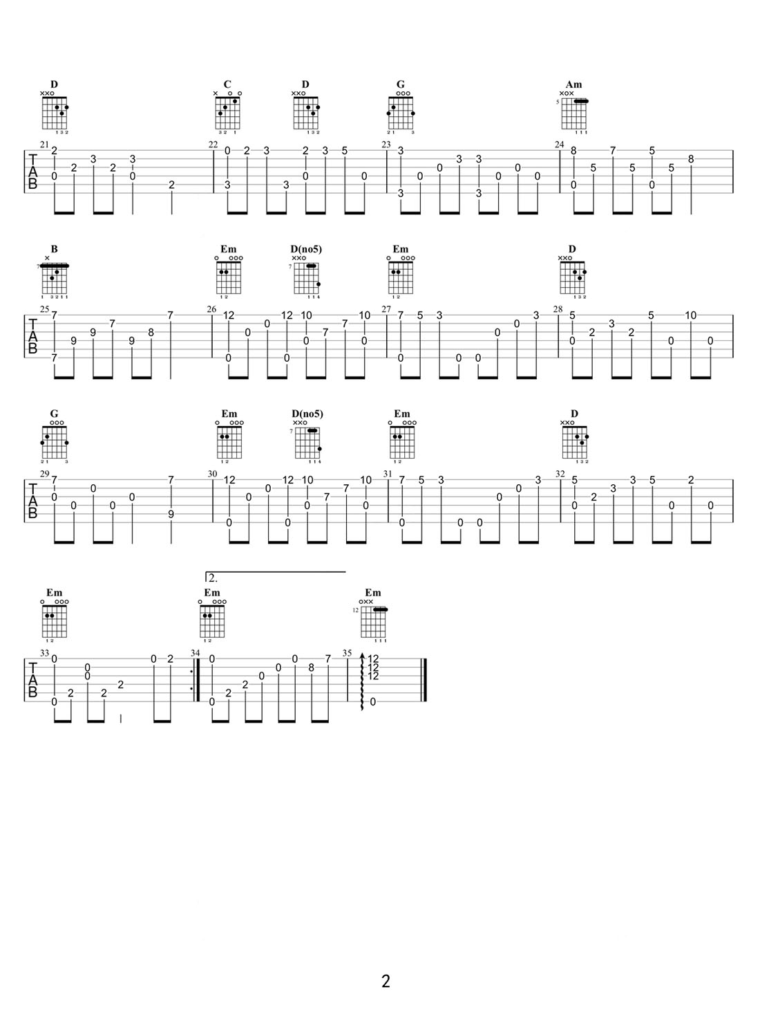 天空之城吉他譜_動漫游戲_G調指彈/獨奏譜_完整版_圖譜2