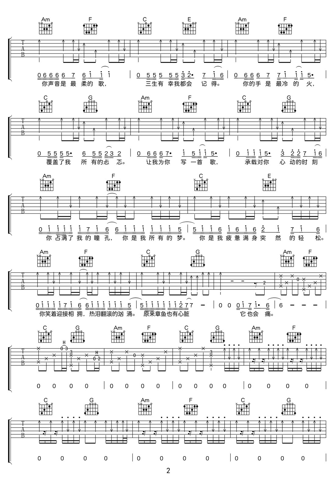 你是我所有的夢吉他譜_解憂邵帥_C調和弦彈唱譜_高清完美版_圖譜2