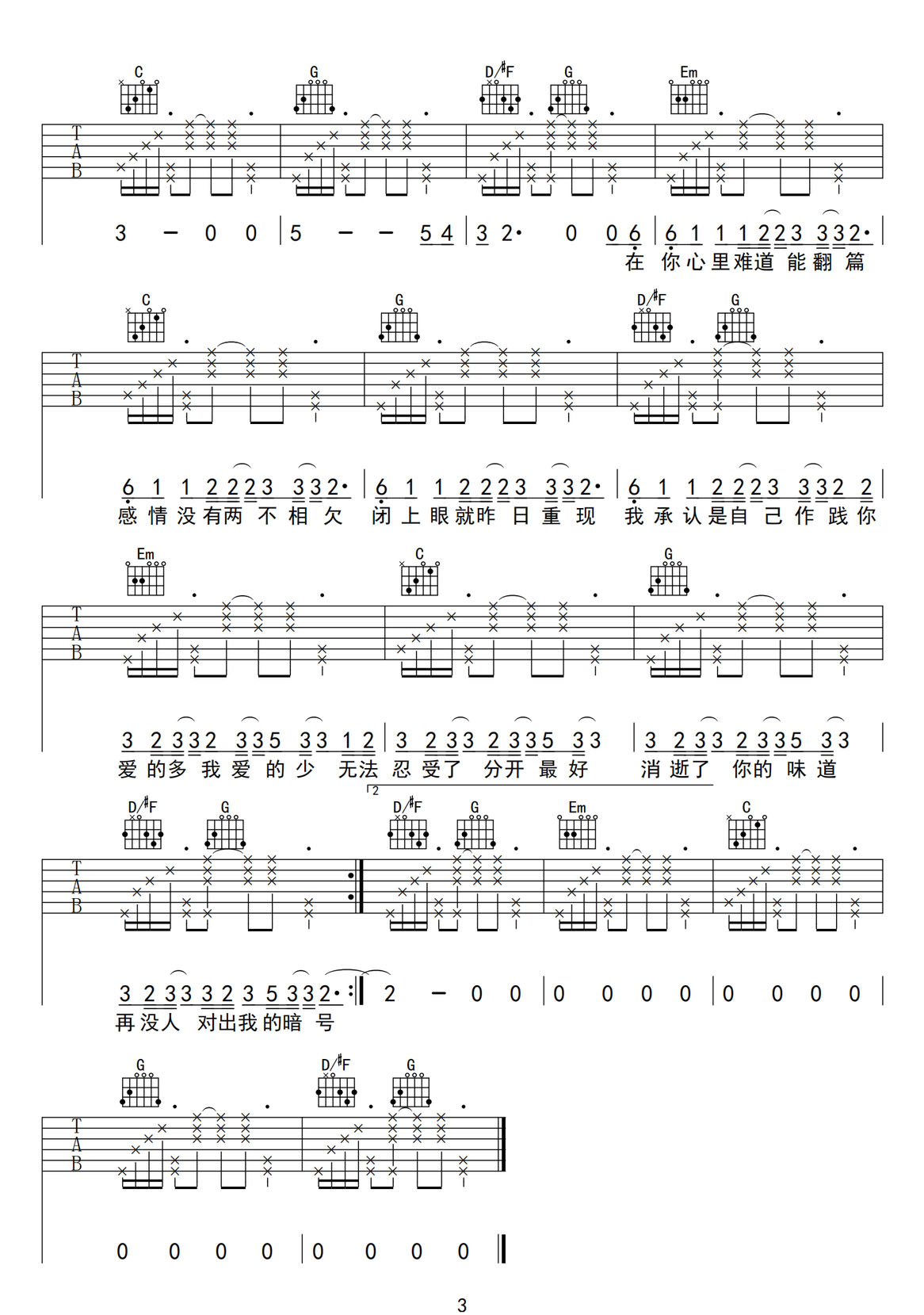 恥辱柱吉他譜_劉思鑒_G調和弦彈唱譜_高清完整版_圖譜3
