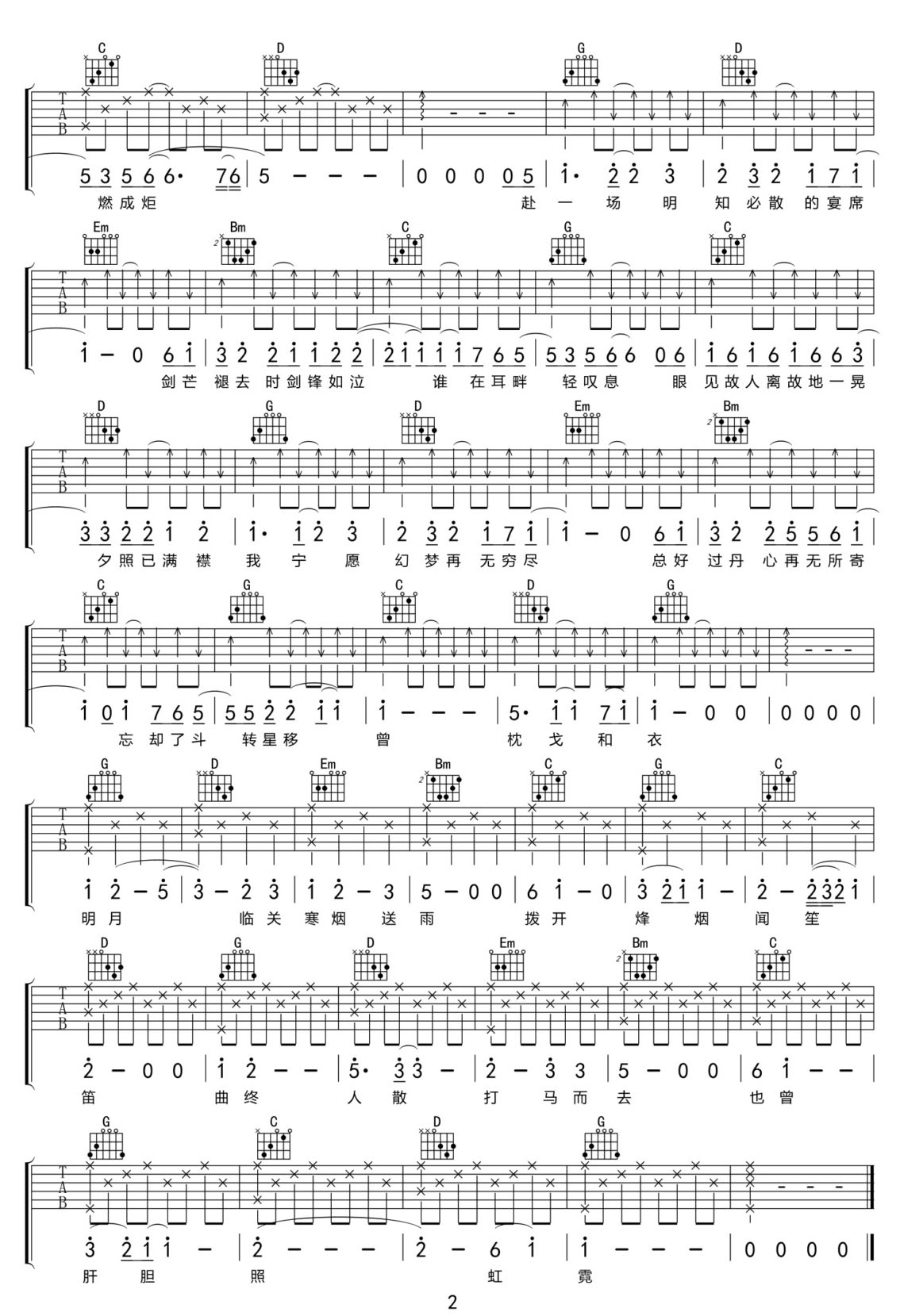 Butterfly吉他譜_楊可愛_G調(diào)和弦彈唱譜_數(shù)碼寶貝中文版_圖譜2