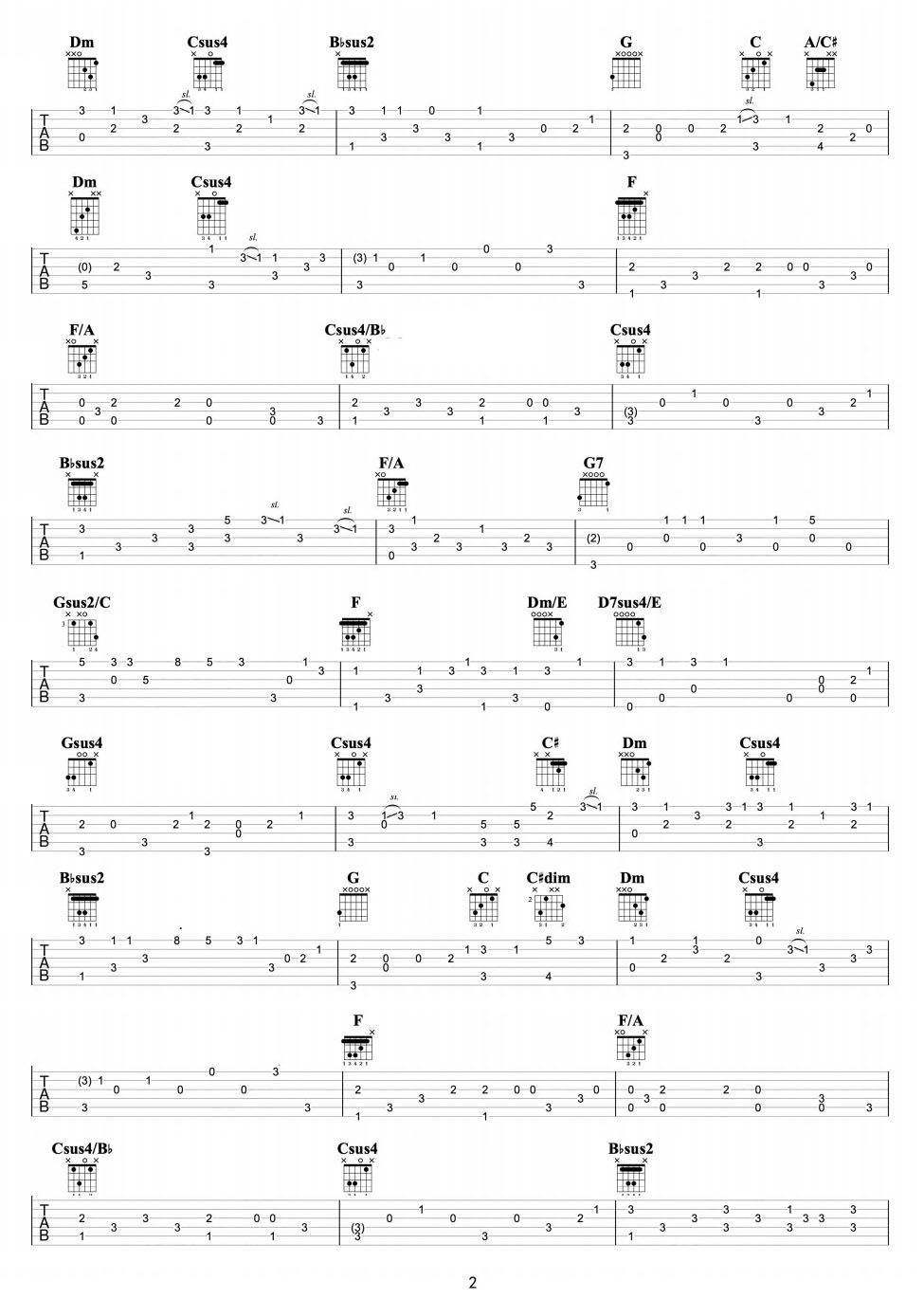你比從前快樂吉他譜_周杰倫_C調指彈/獨奏譜_新編_圖譜2