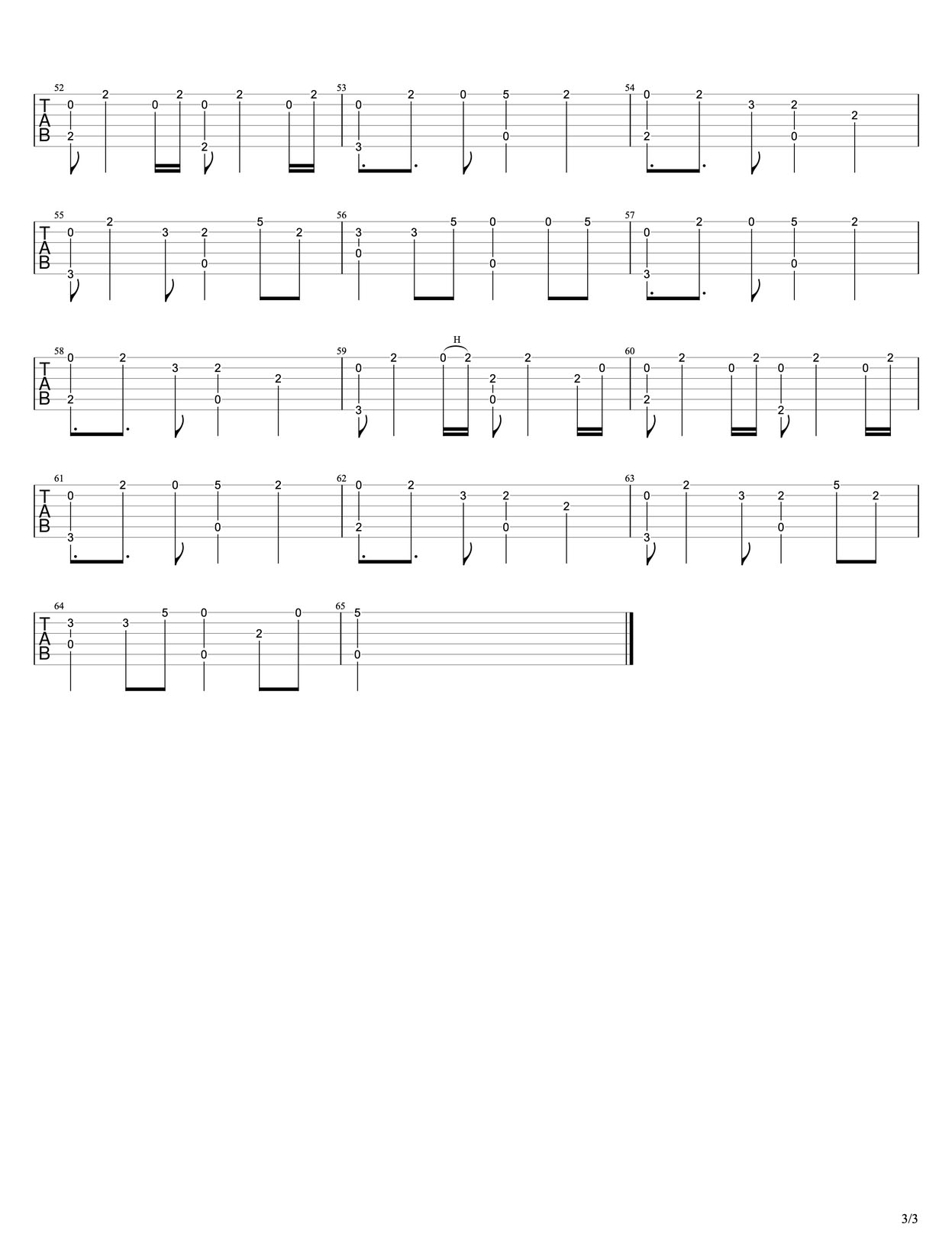 Komorebi(葉隙間灑落的陽光)吉他譜_Mtaku_C調指彈/獨奏譜_簡單版_圖譜3