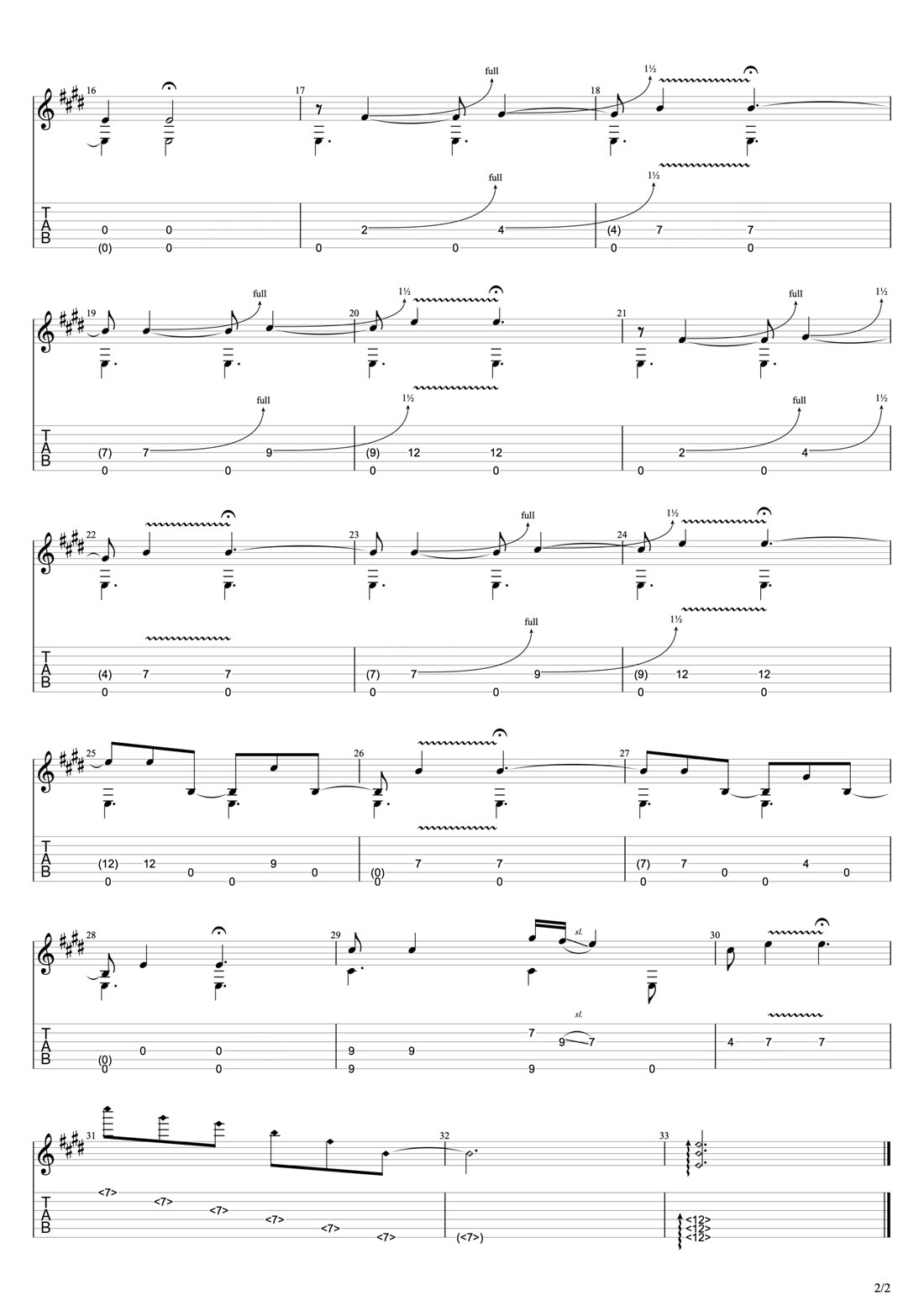 酒狂吉他譜_許巍_D調指彈/獨奏譜_簡單版_圖譜2