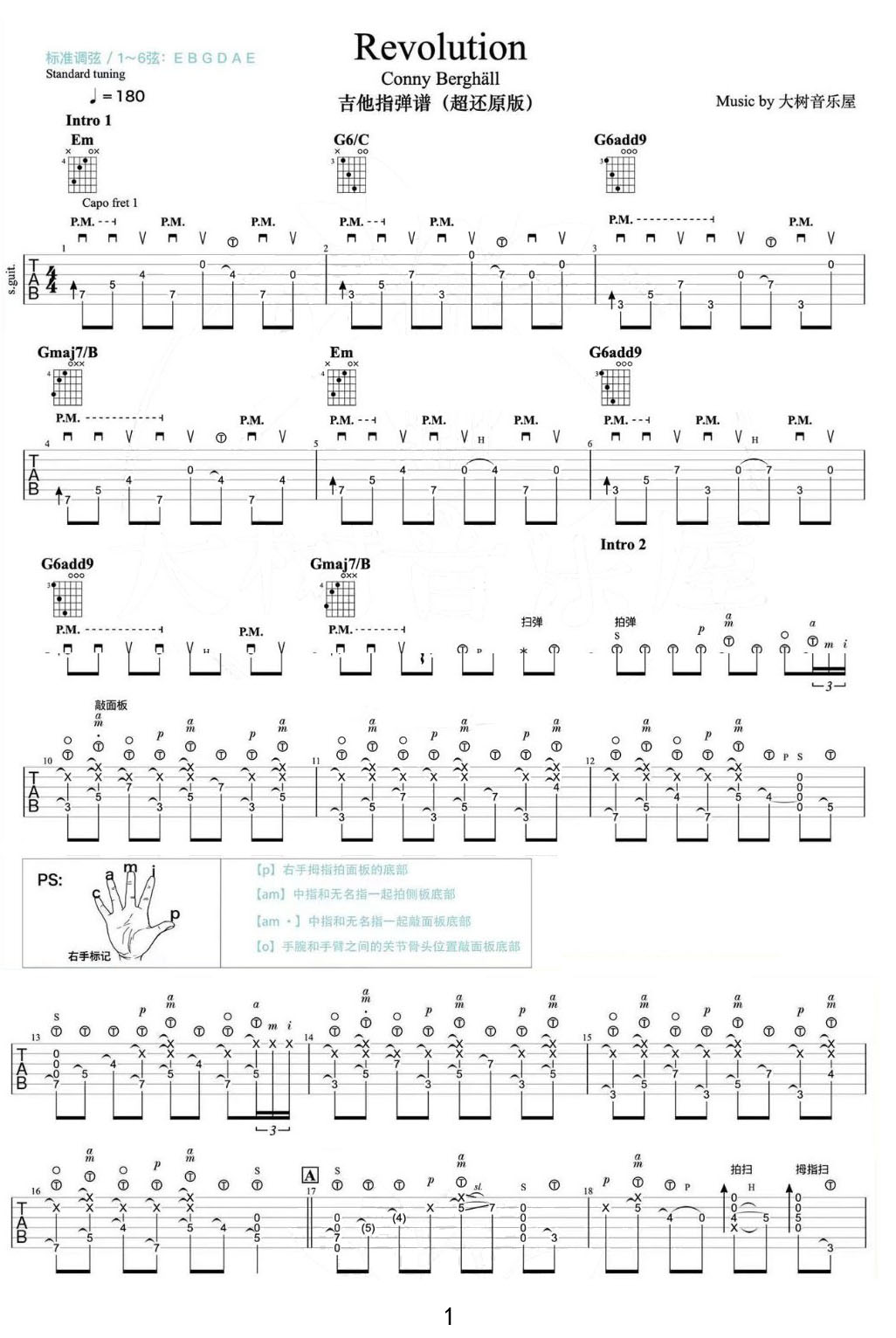 Revolution吉他譜_飛兒樂團_C調指彈/獨奏譜_高還原_圖譜1