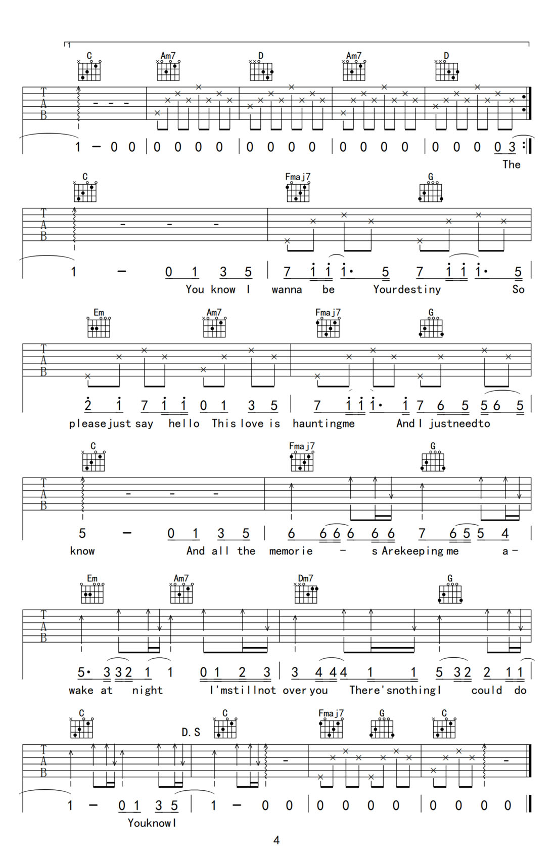 Just Say Hello吉他譜_melo-d_C調和弦彈唱譜_高清帶前奏_圖譜4