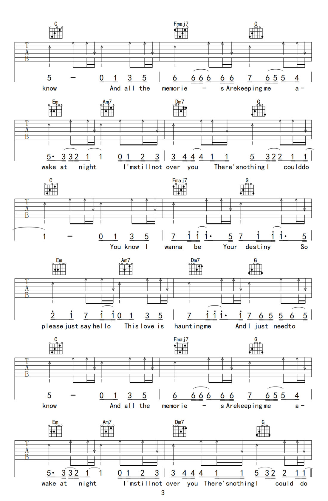 Just Say Hello吉他譜_melo-d_C調和弦彈唱譜_高清帶前奏_圖譜3