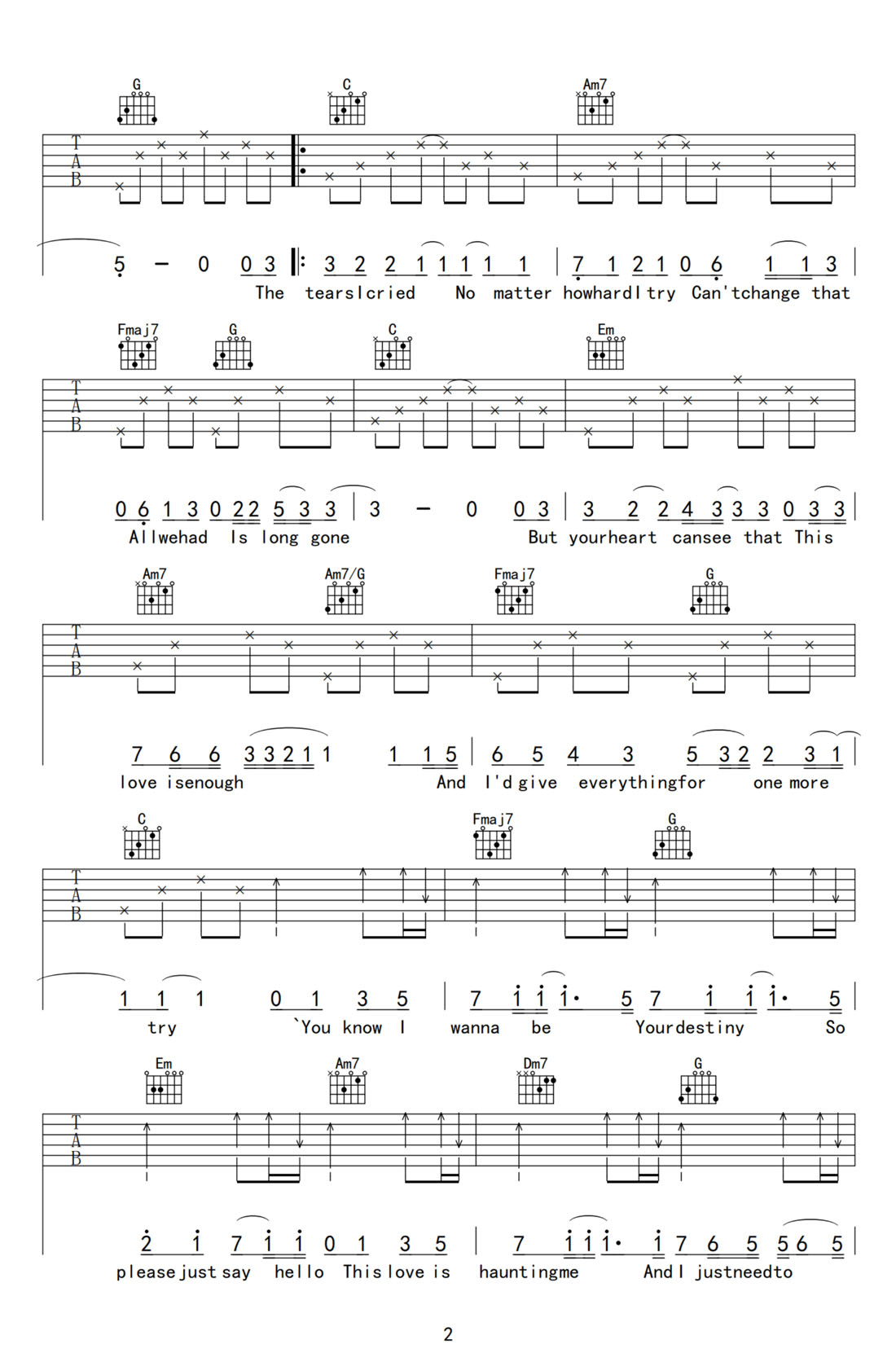 Just Say Hello吉他譜_melo-d_C調和弦彈唱譜_高清帶前奏_圖譜2
