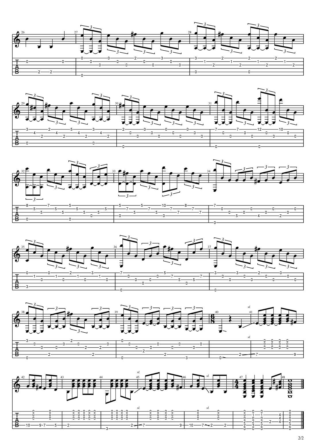 小羅曼史吉他譜_路易斯娃可_C調指彈/獨奏譜_簡單版_圖譜2