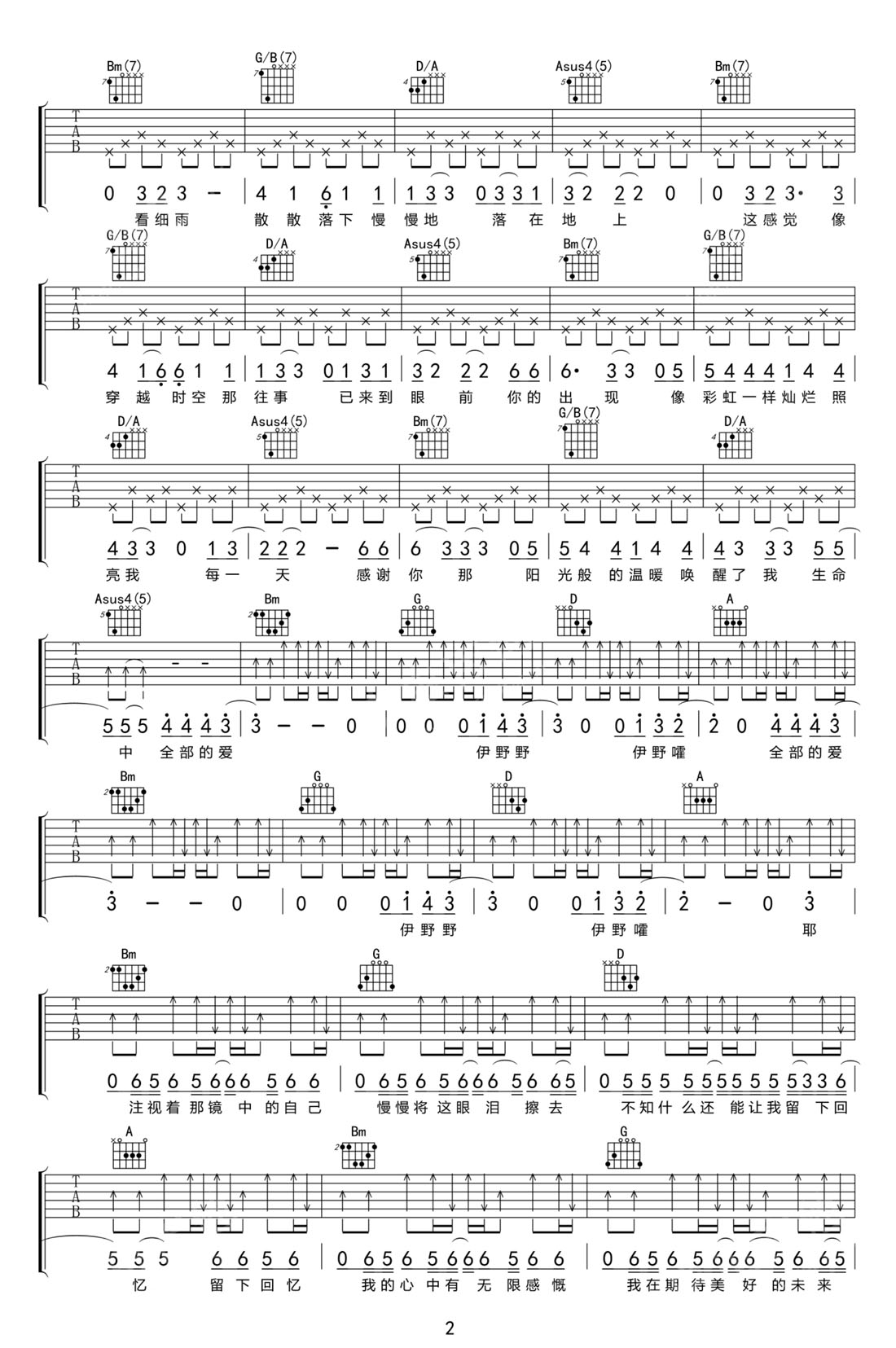 鏡子中吉他譜_扭曲機器_E調和弦彈唱譜_完整版_圖譜2