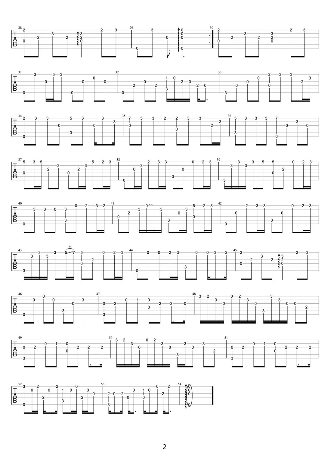 愛丫愛丫吉他譜_by2_C調指彈/獨奏譜_高清新編_圖譜2