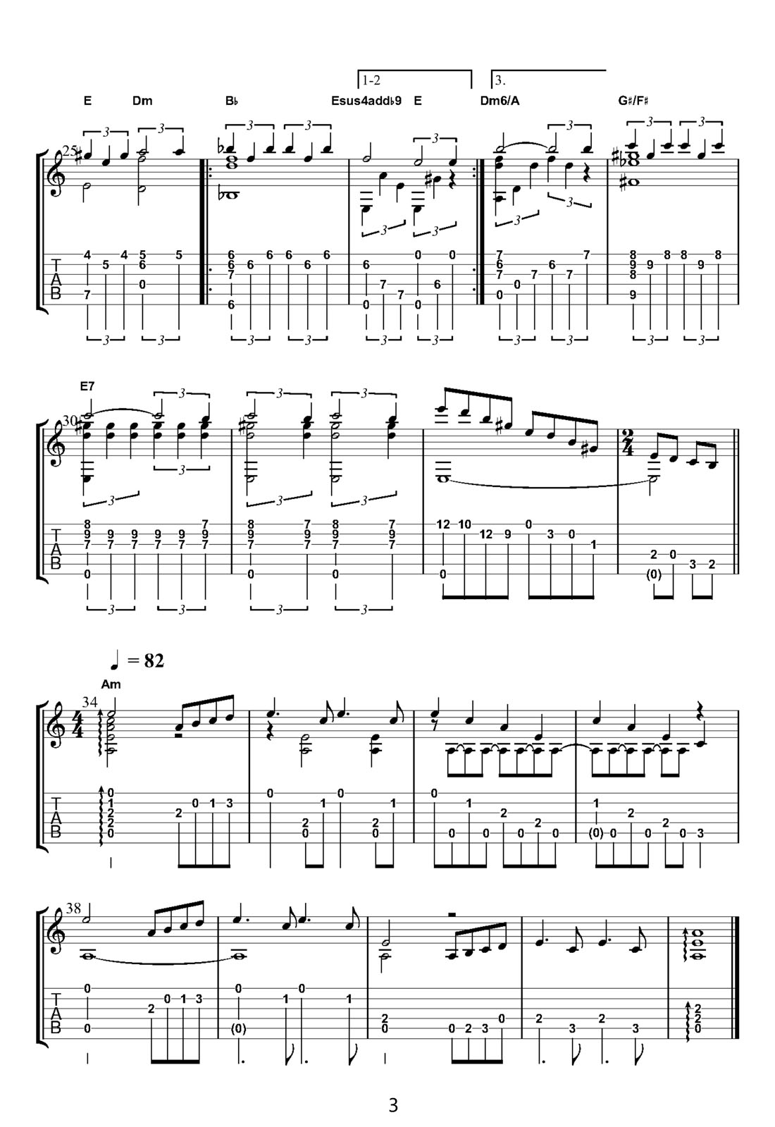 天鵝湖吉他譜_柴可夫斯基_C調指彈/獨奏譜_經典歌曲_圖譜3