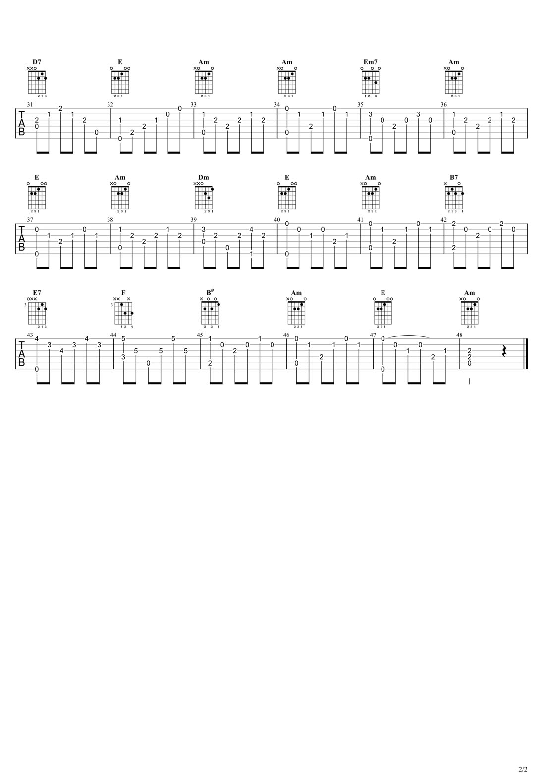 月光吉他譜_索爾_C調指彈/獨奏譜_原版改編_圖譜2