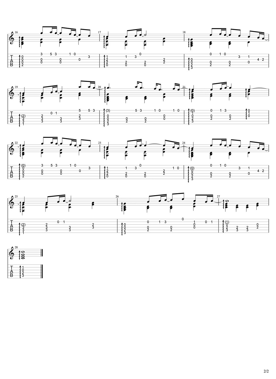 色彩的記憶(Genshin Impact OST)吉他譜_陳致逸_C調指彈/獨奏譜_圖譜2