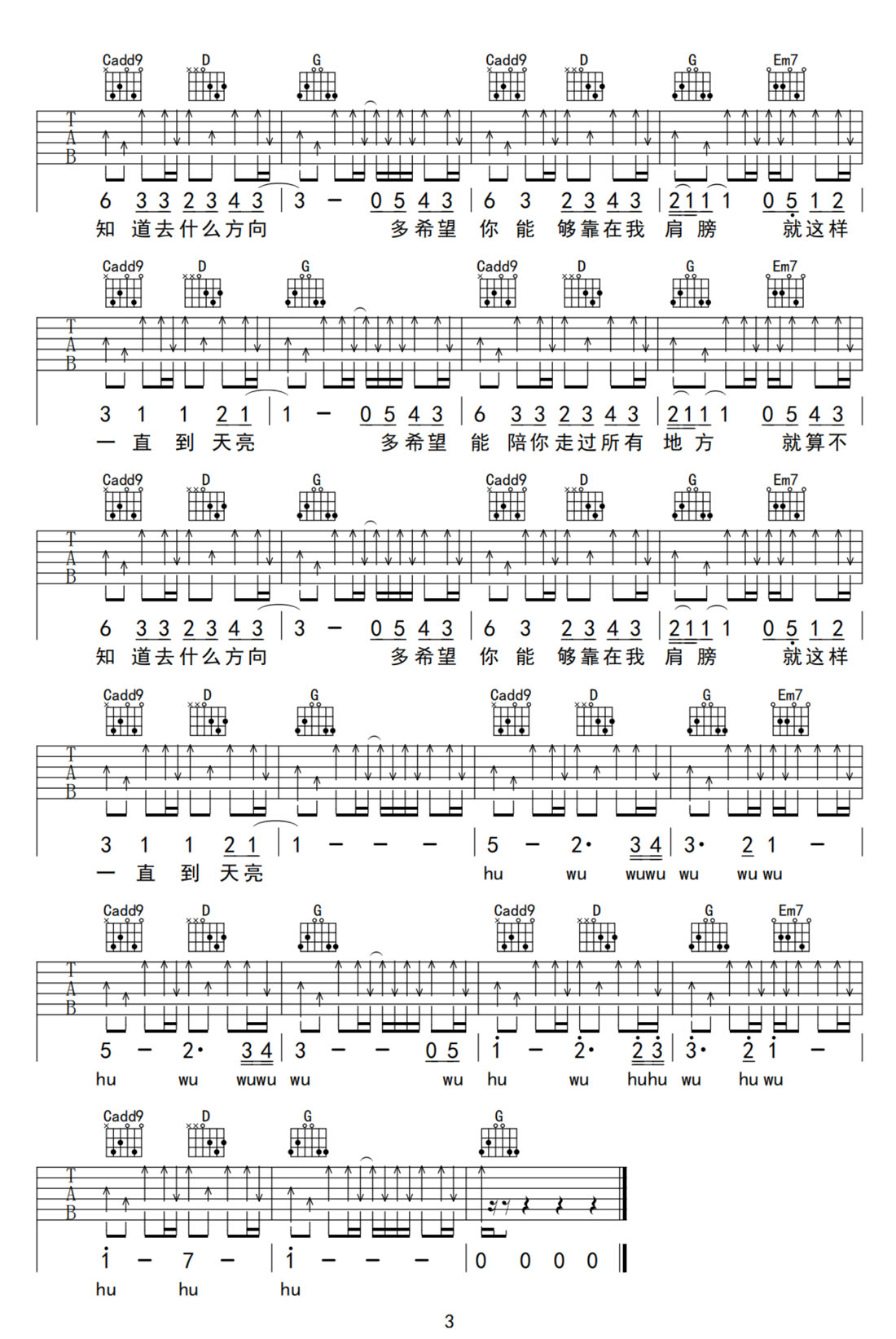 夏風(fēng)吉他譜_Gifty_G調(diào)和弦彈唱譜_簡(jiǎn)單版_圖譜3