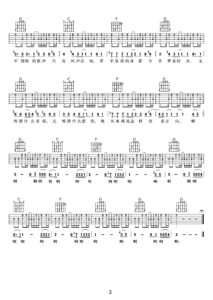 水妖吉他譜_許巍_A調和弦彈唱譜_重制版_圖譜3