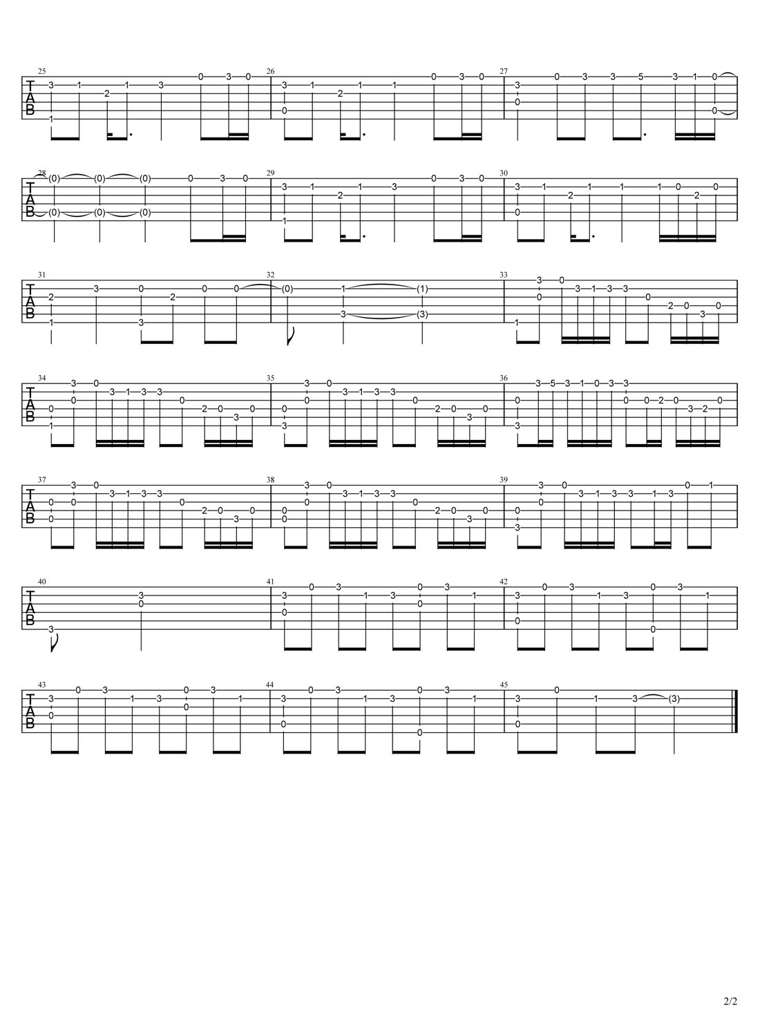 打上火花吉他譜_米津玄師_C調(diào)指彈/獨(dú)奏譜_簡(jiǎn)單版_圖譜2