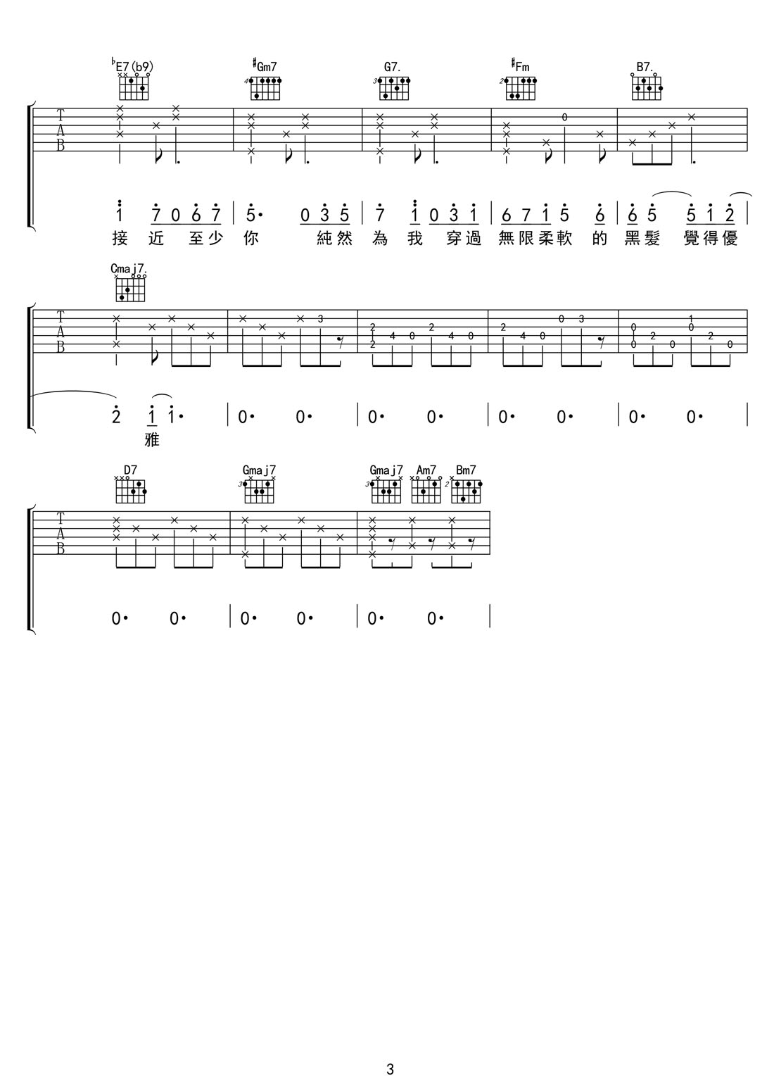 三生一吻吉他譜_謝安琪_G調(diào)和弦彈唱譜_完整帶前奏_圖譜3