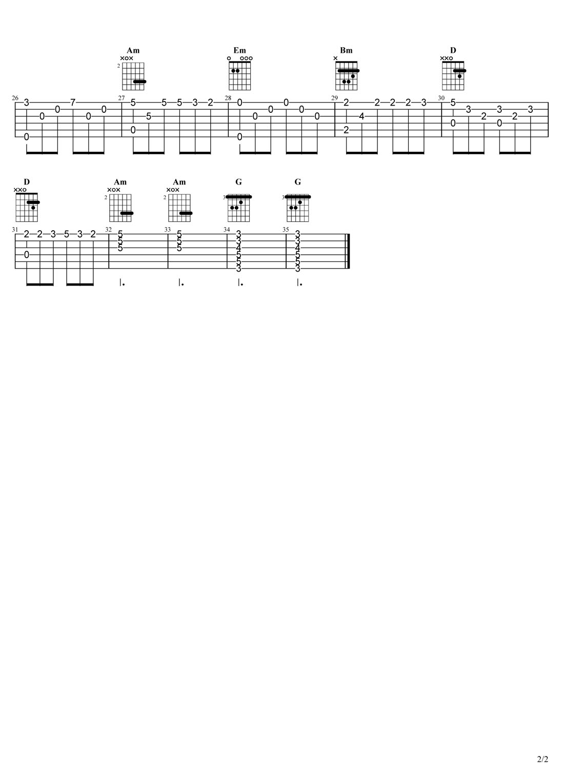 同桌的你吉他譜_老狼_G調指彈/獨奏譜_高清重制版_圖譜2