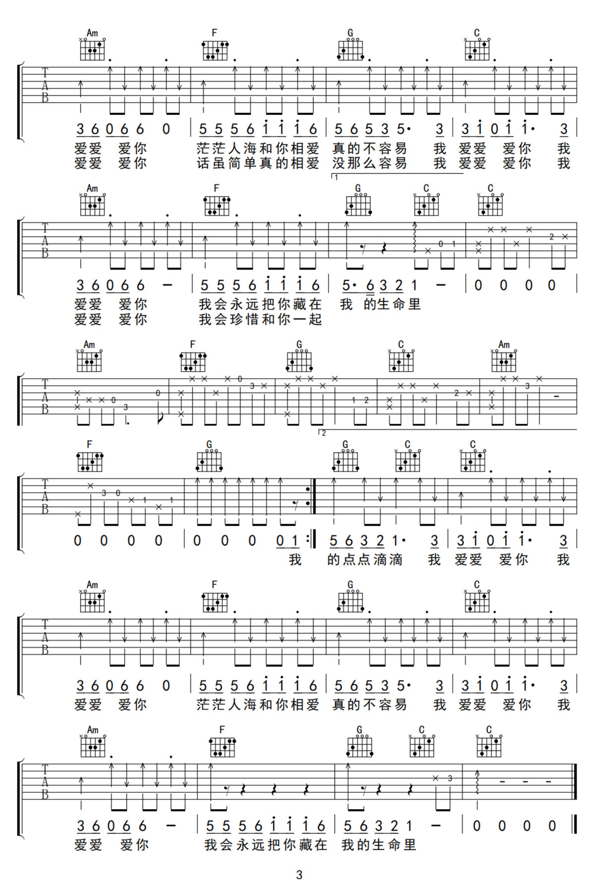 真的不容易吉他譜_莊心妍_C調和弦彈唱譜_高清帶前奏_圖譜3