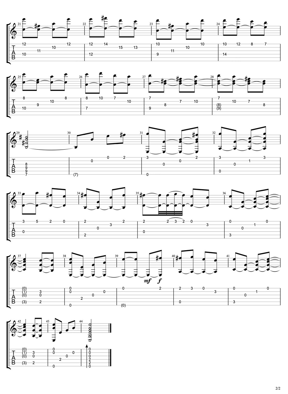 Secret Garde(神秘園之歌)吉他譜_世界名曲_C調指彈/獨奏譜_高清重制版_圖譜2