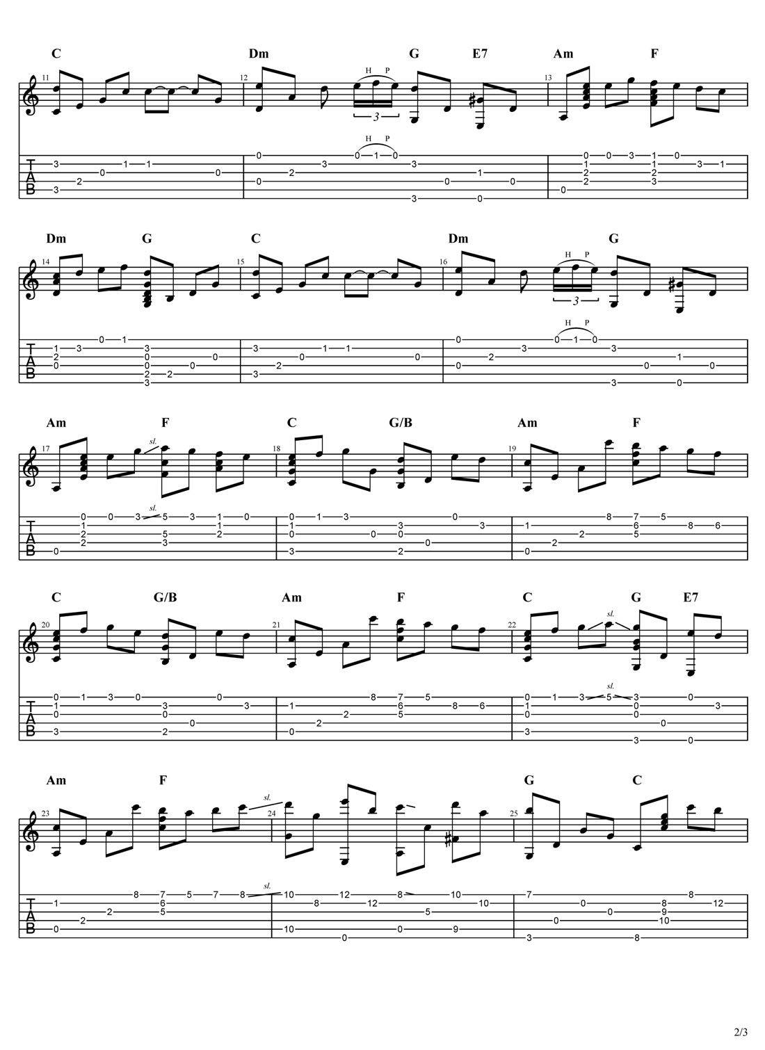 你的名字我的姓氏吉他譜_張學友_C調指彈/獨奏譜_圖譜2