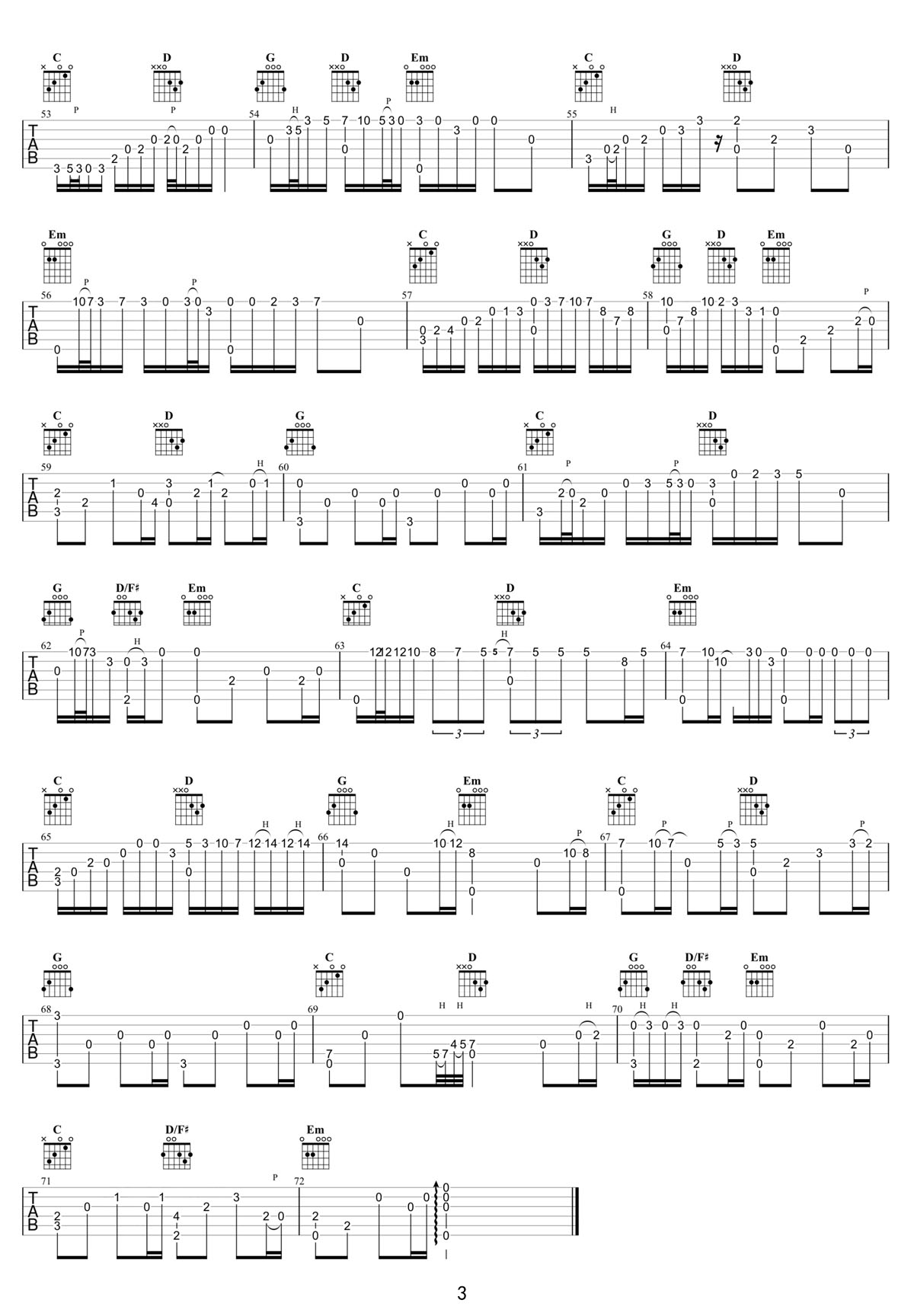 灰色軌跡吉他譜_Beyond_G調(diào)指彈/獨(dú)奏譜_高清重制版_圖譜3