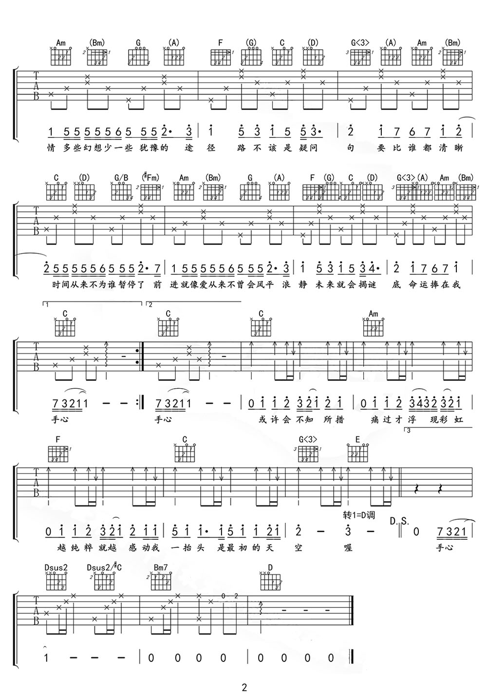 以后要做的事吉他譜_林俊杰_C調和弦彈唱譜_高清重制版_圖譜2