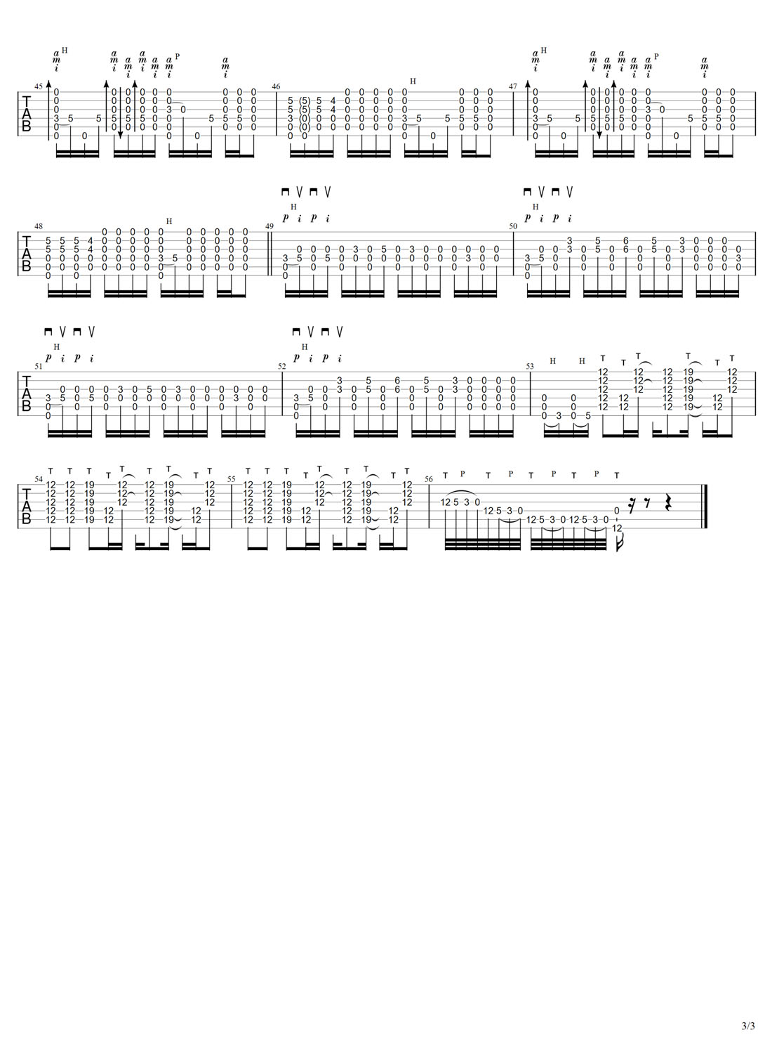 Hard Rain(暴雨)吉他譜_押尾桑_C調指彈/獨奏譜_新編_圖譜3