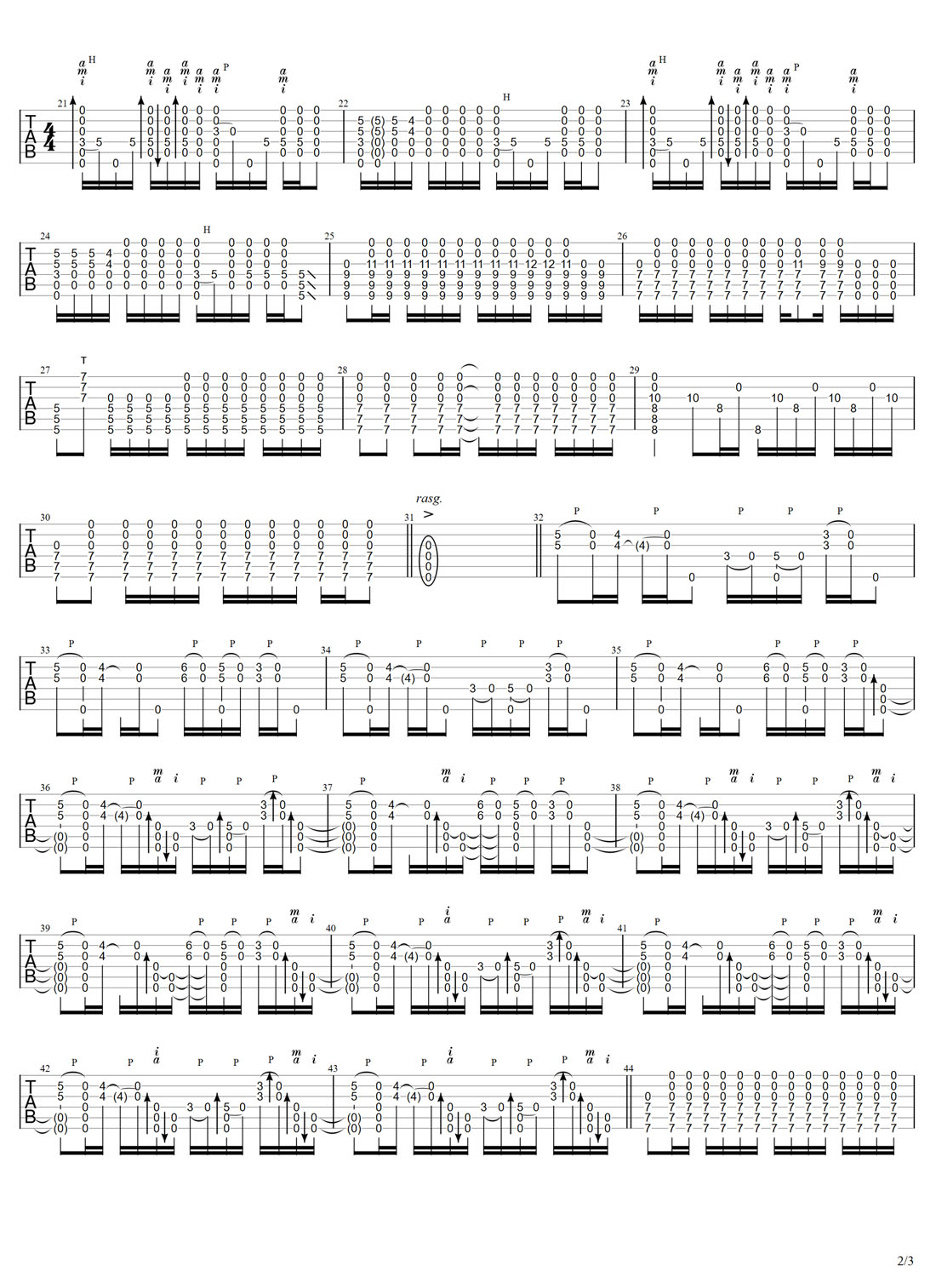 Hard Rain(暴雨)吉他譜_押尾桑_C調指彈/獨奏譜_新編_圖譜2