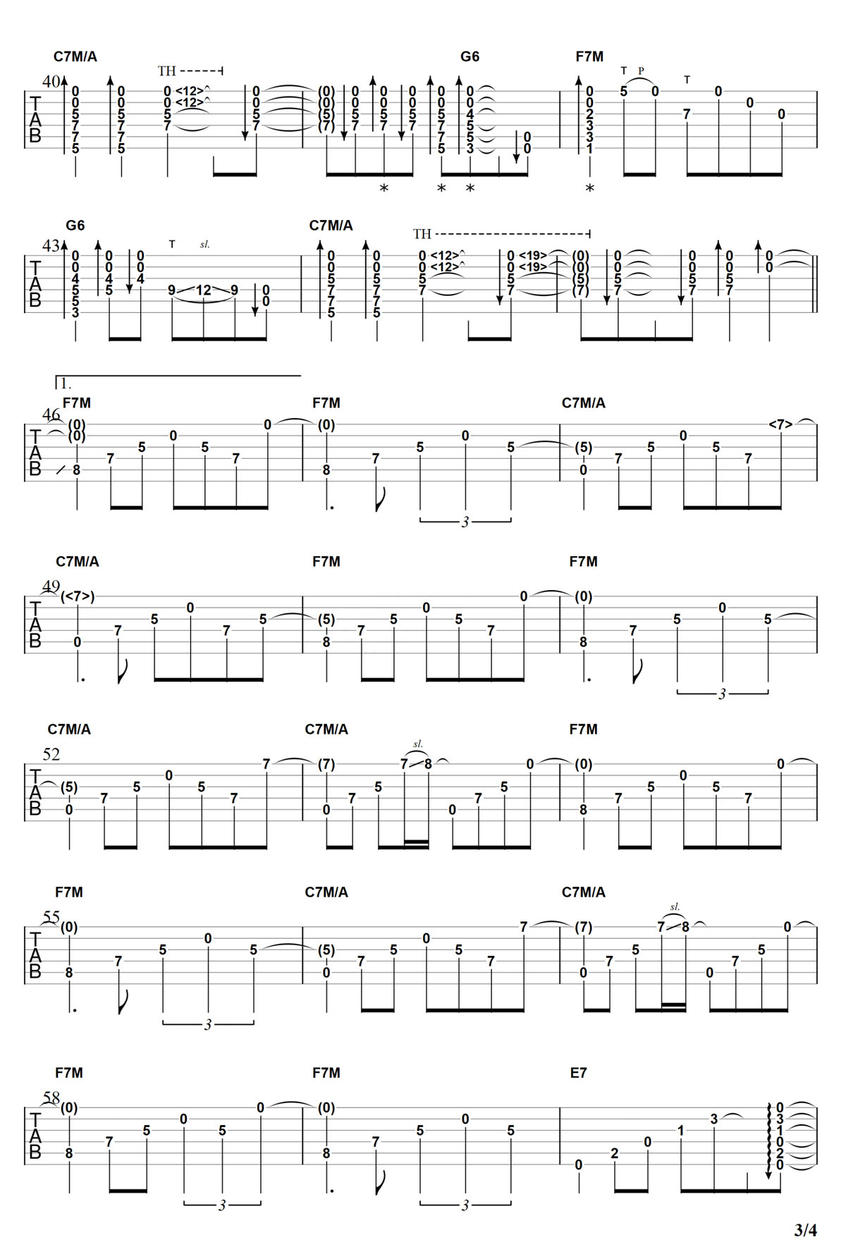 Sunflower(太陽花)吉他譜_孫培博_C調指彈/獨奏譜_原版編配_圖譜3