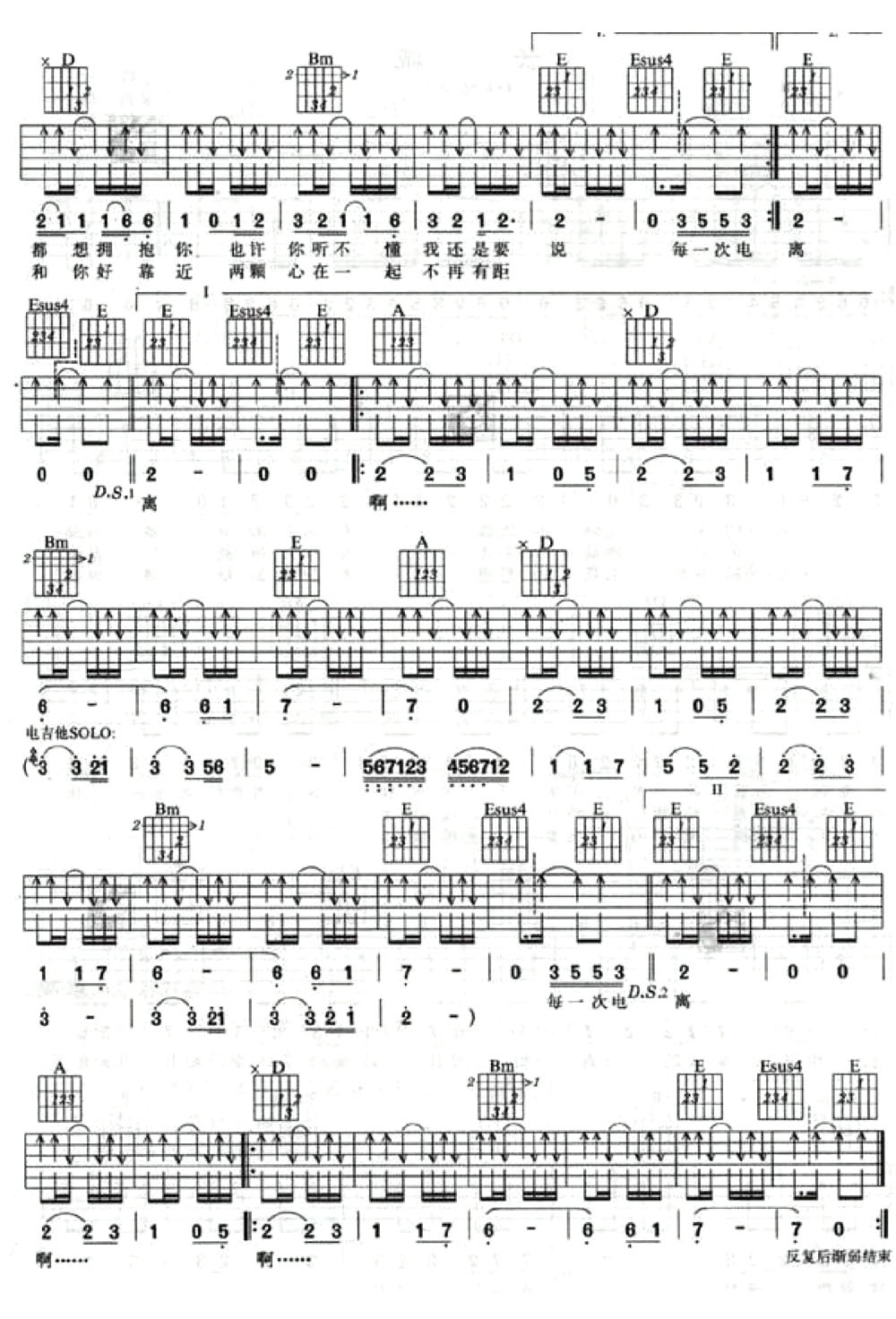 兩顆心吉他譜_Beyond_A調(diào)和弦彈唱譜_圖譜2