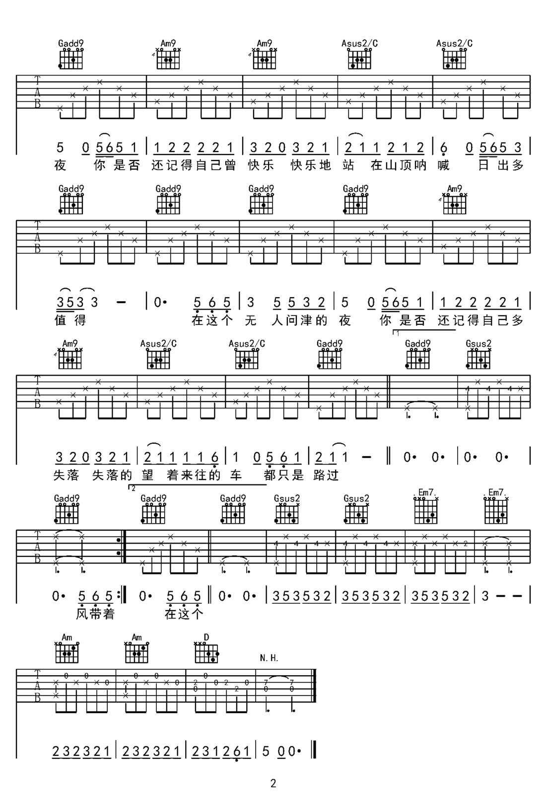 湘江中路吉他譜_莊達菲_G調(diào)和弦彈唱譜_完整帶前奏_圖譜2
