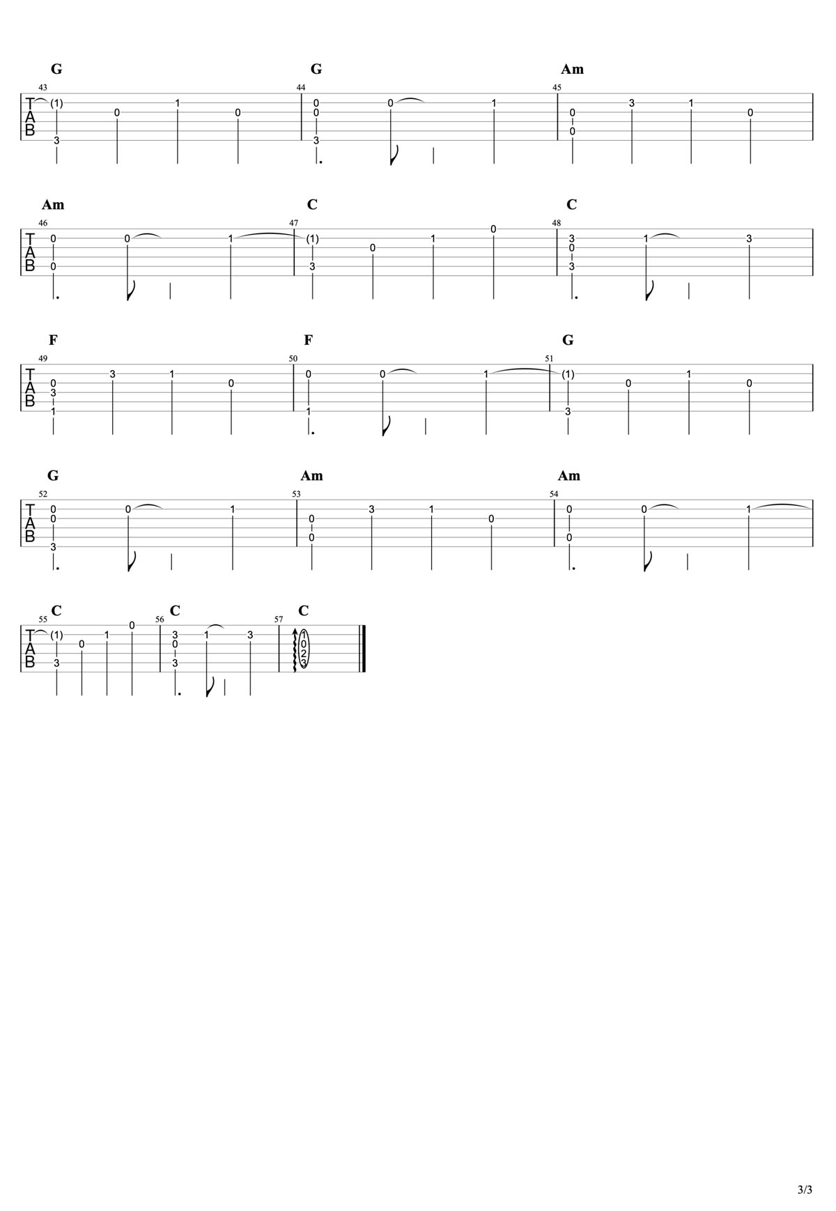 His Theme(他的主題)吉他譜_Toby Fox_C調(diào)指彈/獨(dú)奏譜_傳說之下配樂_圖譜3