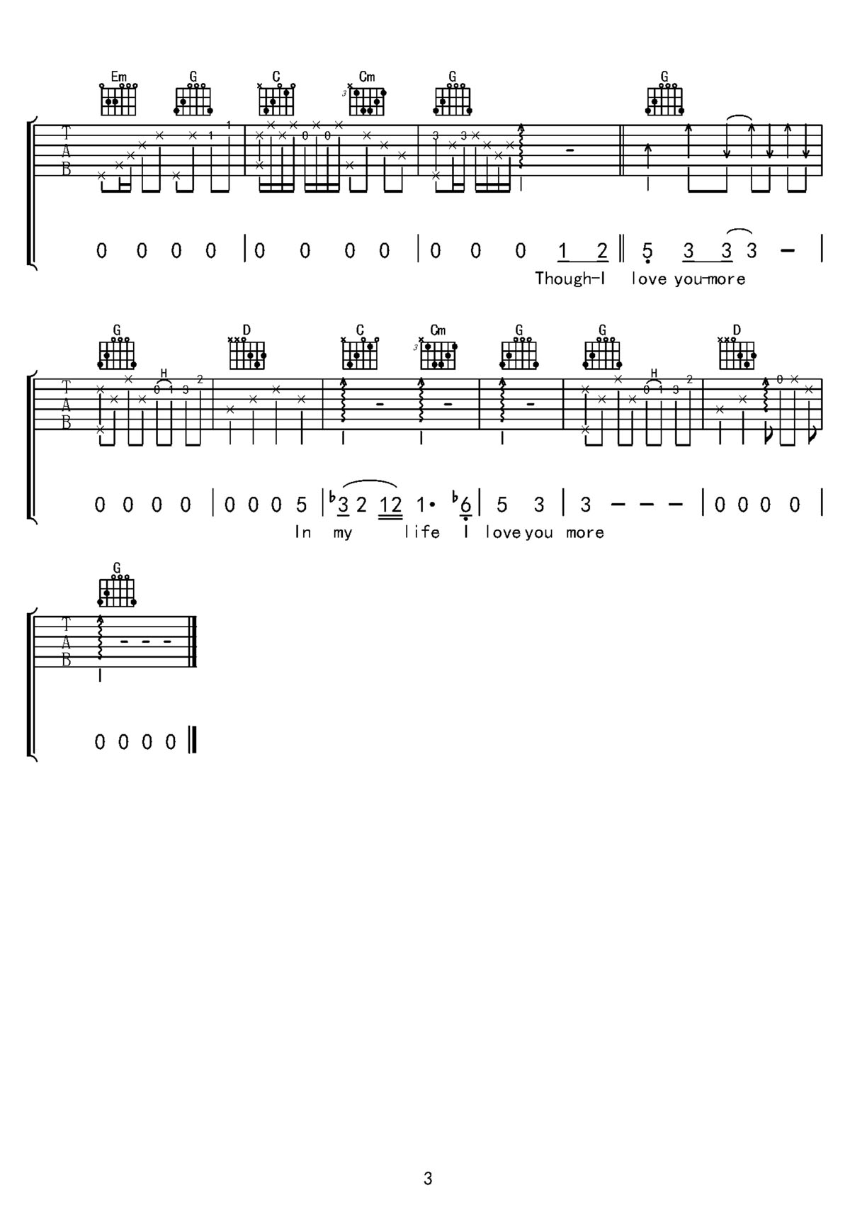 In My Life吉他譜_The Beatles_G調和弦彈唱譜_高清完整版_圖譜3