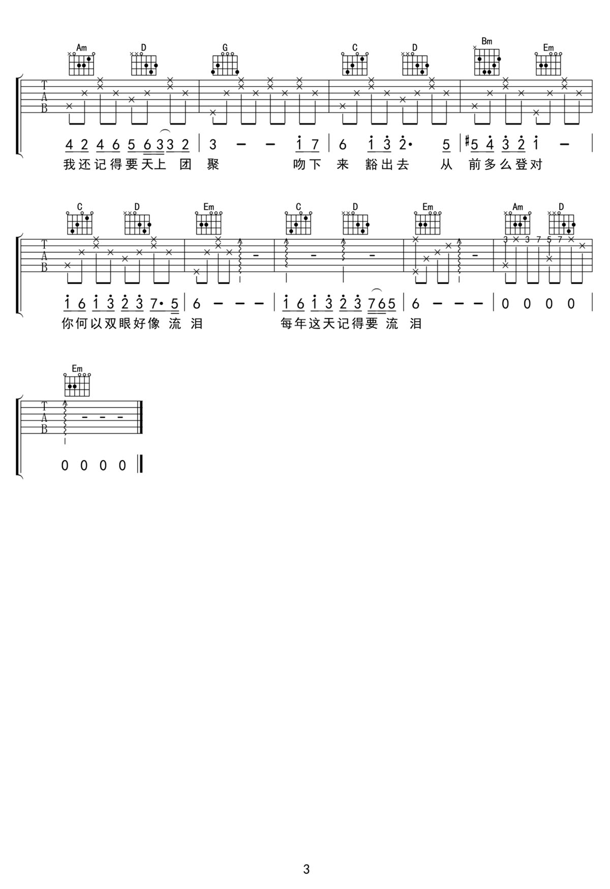 小城大事吉他譜_張學友_G調和弦彈唱譜_完美版_圖譜3