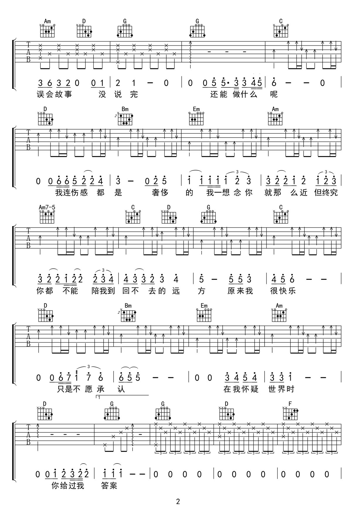 我們吉他譜_陳奕迅_G調和弦彈唱譜_高清帶前奏_圖譜2