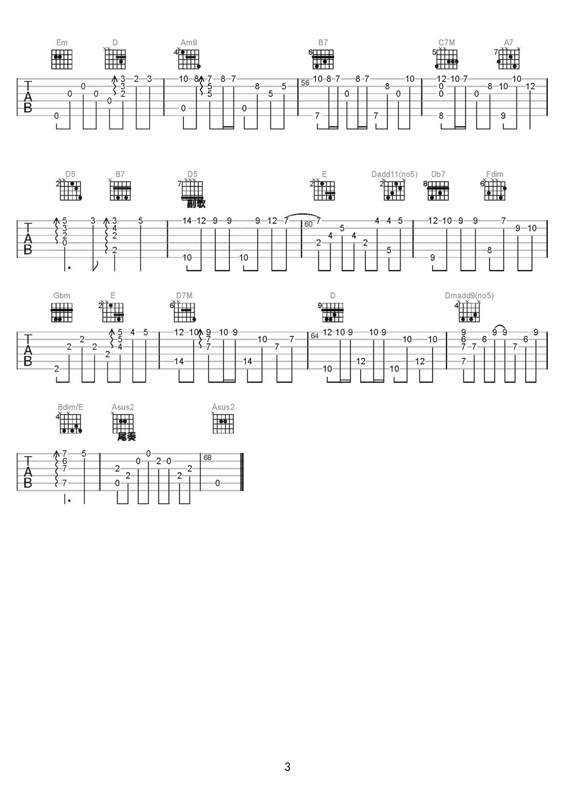 后來的我們吉他譜_五月天_G調指彈/獨奏譜_新改編_圖譜3