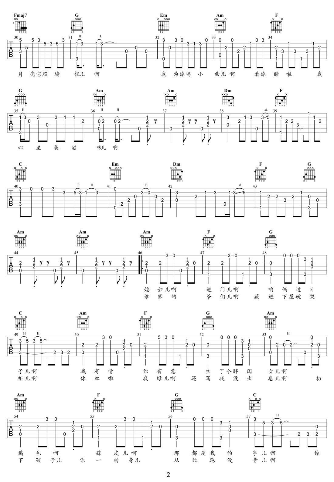 依蘭愛情故事吉他譜_方磊_C調(diào)指彈/獨奏譜_新改編_圖譜2