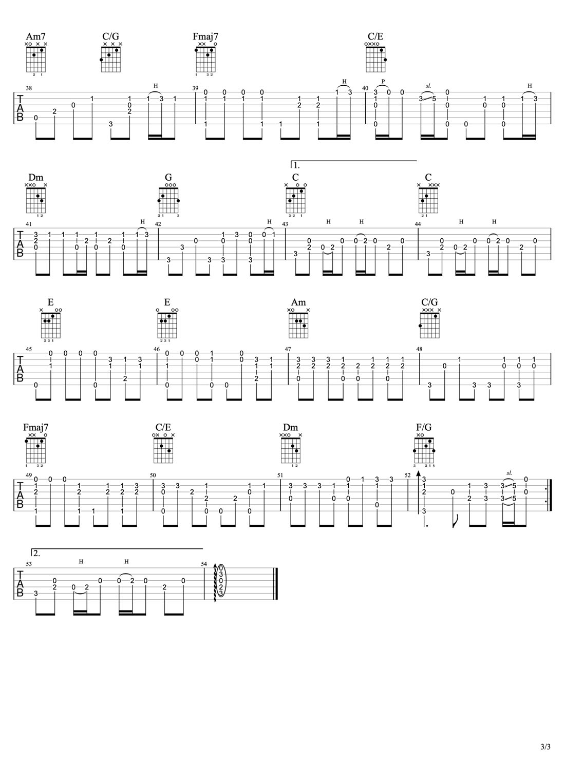 回到過去吉他譜_周杰倫_C調指彈/獨奏譜_盧家宏重制版_圖譜3