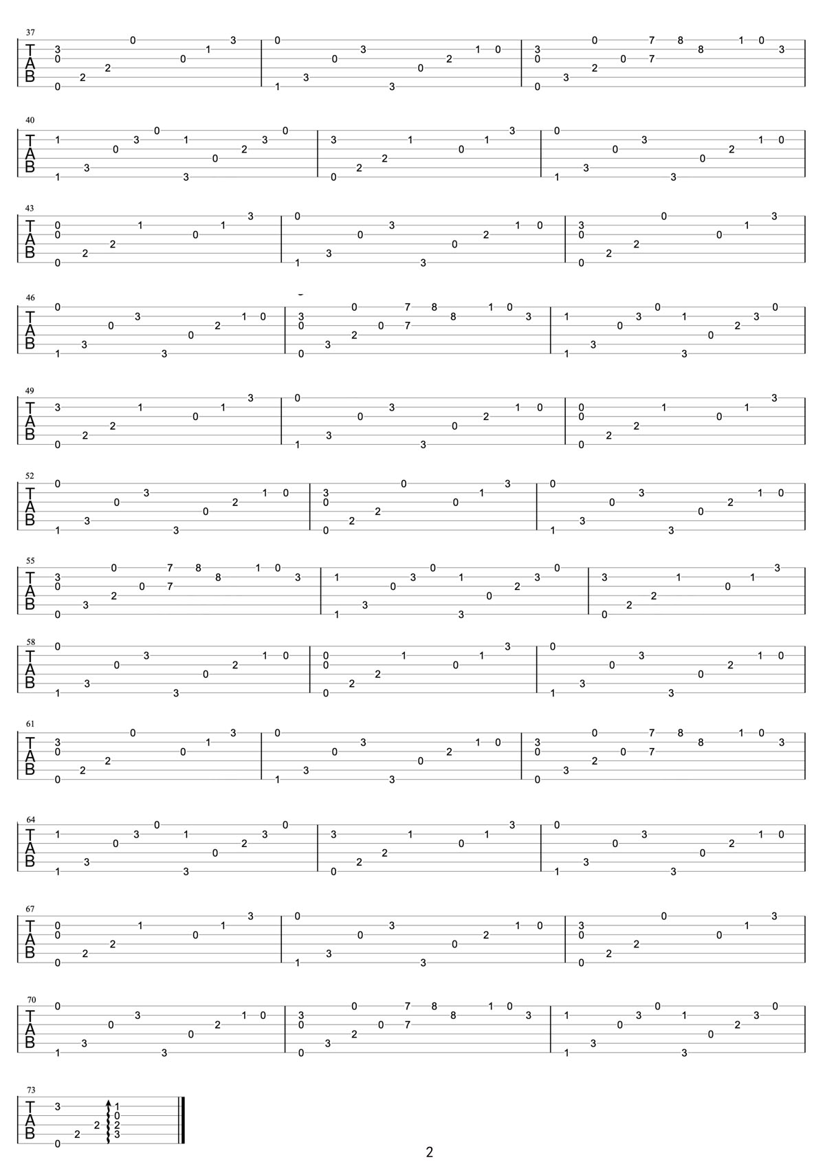 寫在風中的詩吉他譜_July_C調指彈/獨奏譜_簡易版_圖譜2