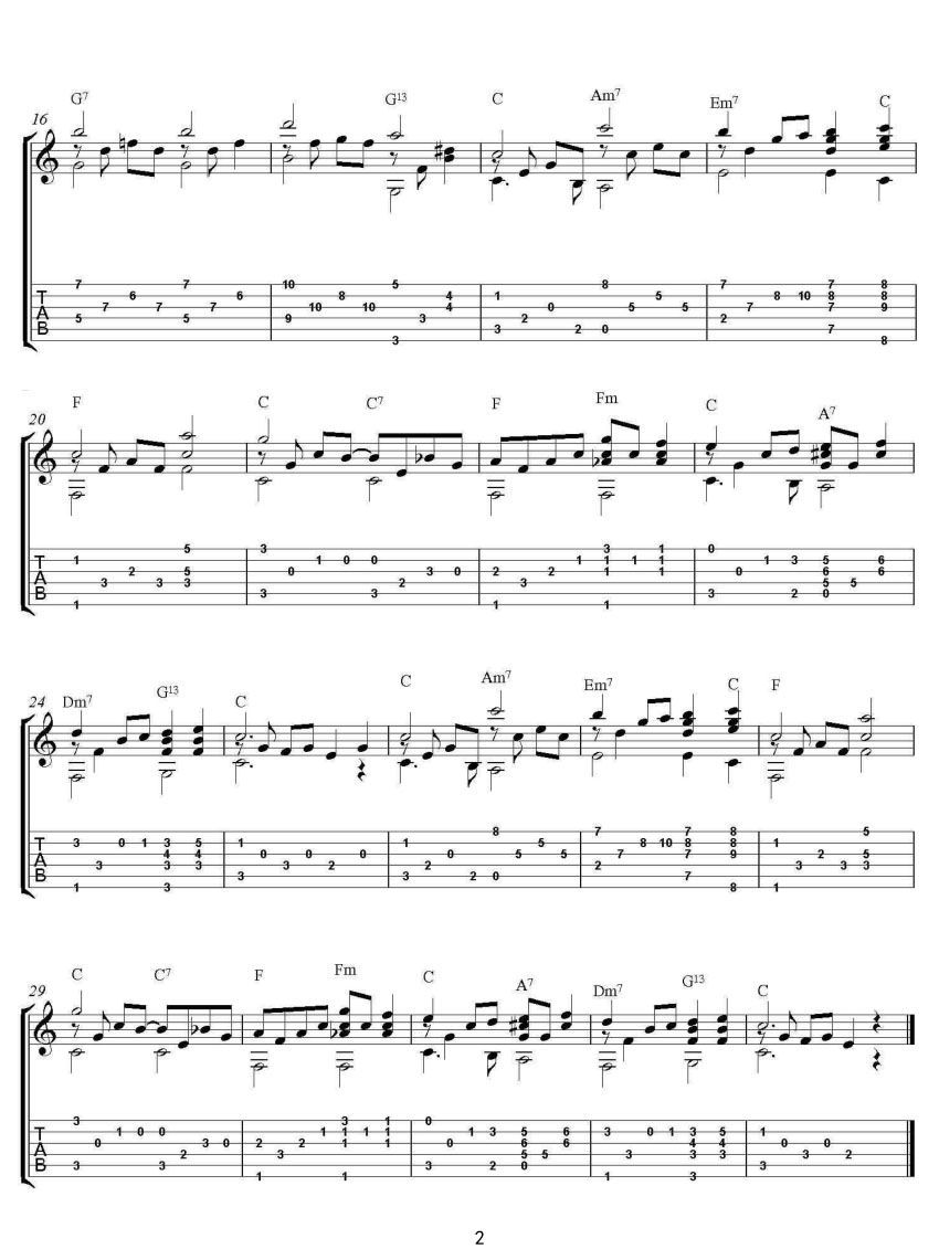 Some Where Over The Rainbow(彩云之上)吉他譜_Harberg Arlen_C調指彈/獨奏譜_圖譜2