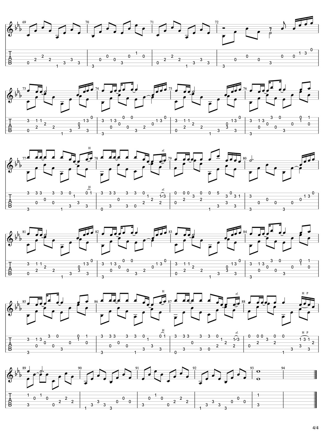 The Rain吉他譜_久石讓_C調指彈/獨奏譜_簡單版_圖譜4