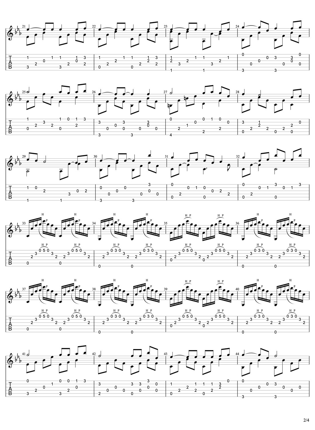 The Rain吉他譜_久石讓_C調指彈/獨奏譜_簡單版_圖譜2